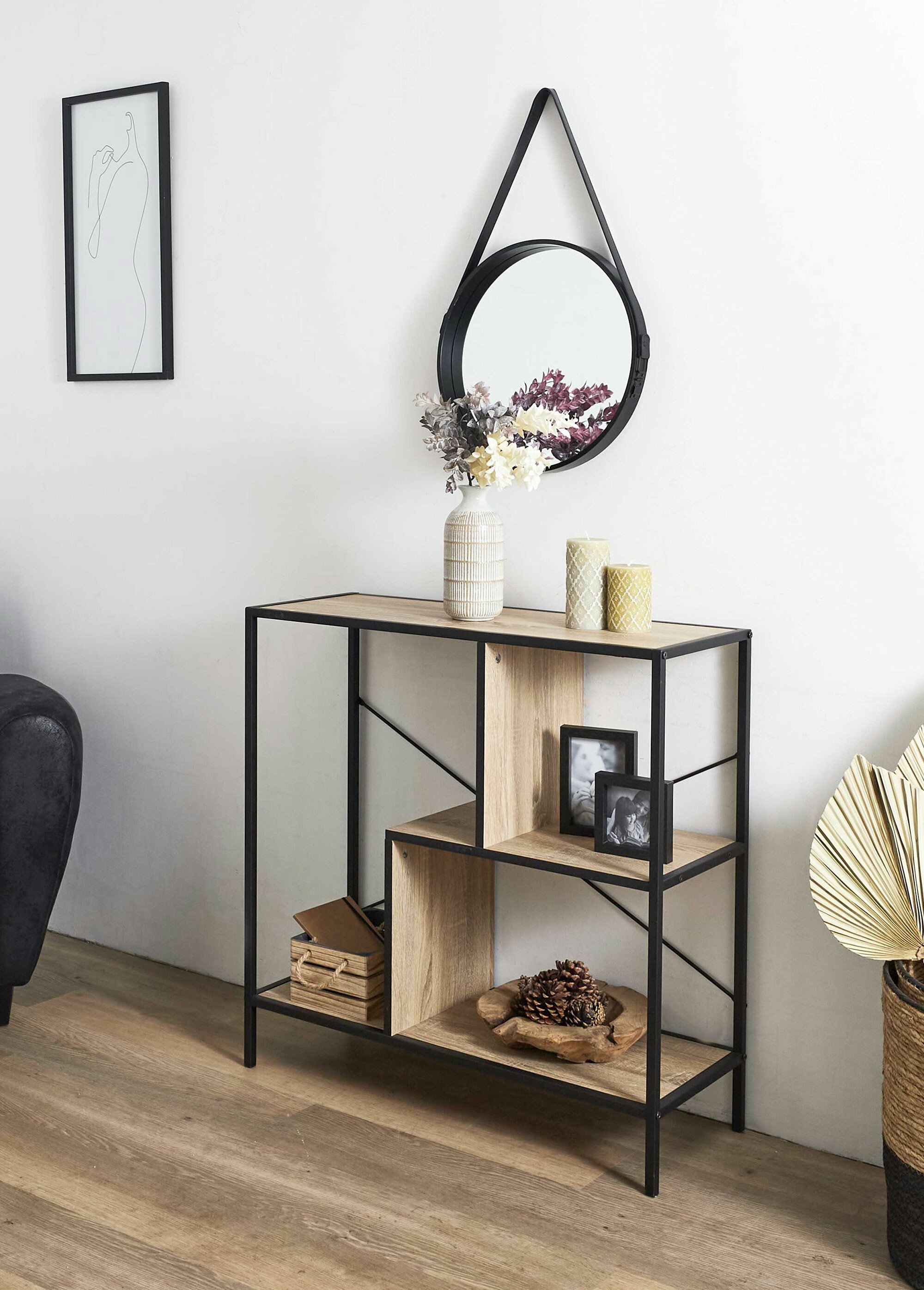 Etagère zigzag 3 niveaux en métal foncé MARRON CMP-HD7183 SI1