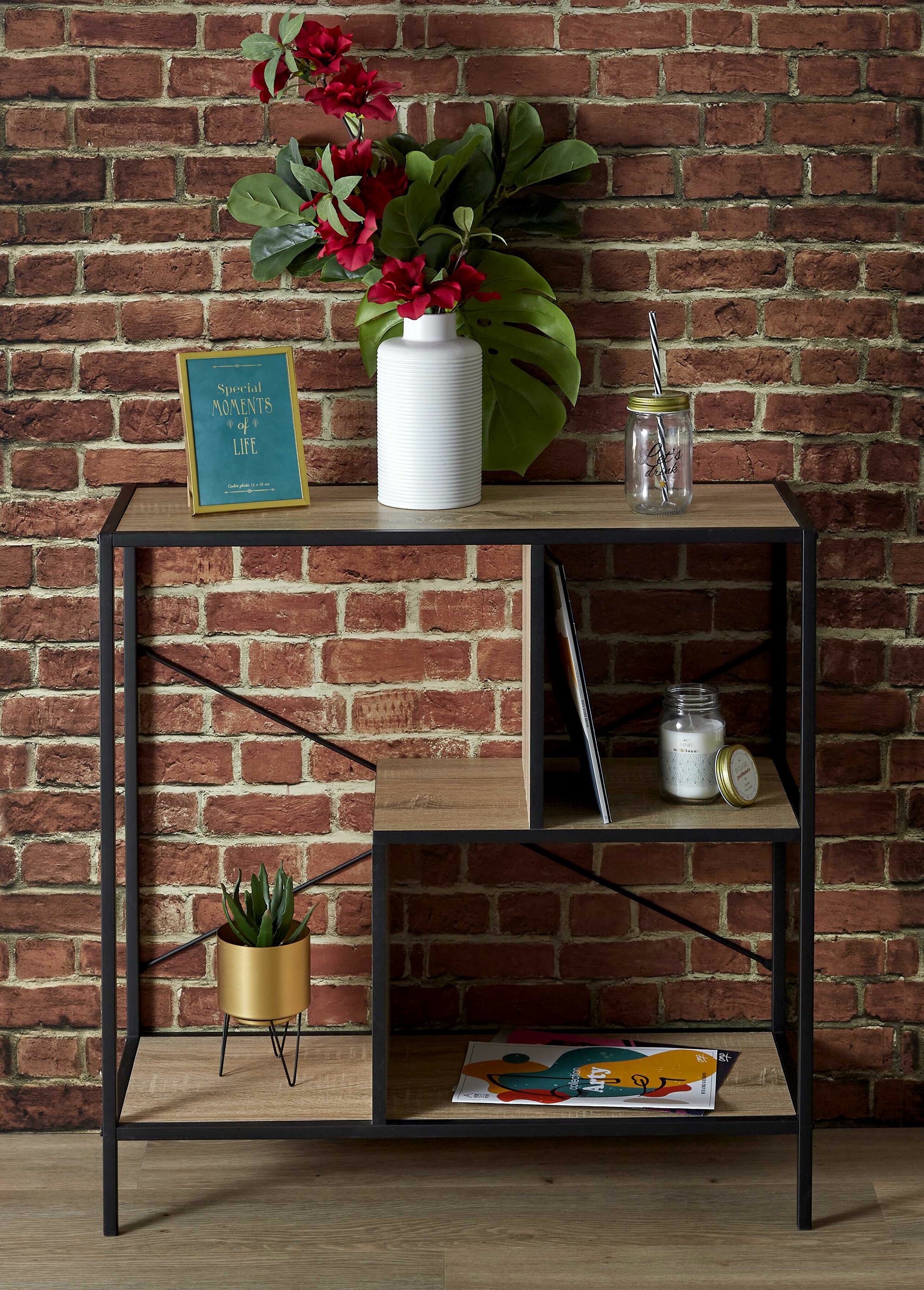 Etagère zigzag 3 niveaux en métal foncé MARRON CMP-HD7183 SI2