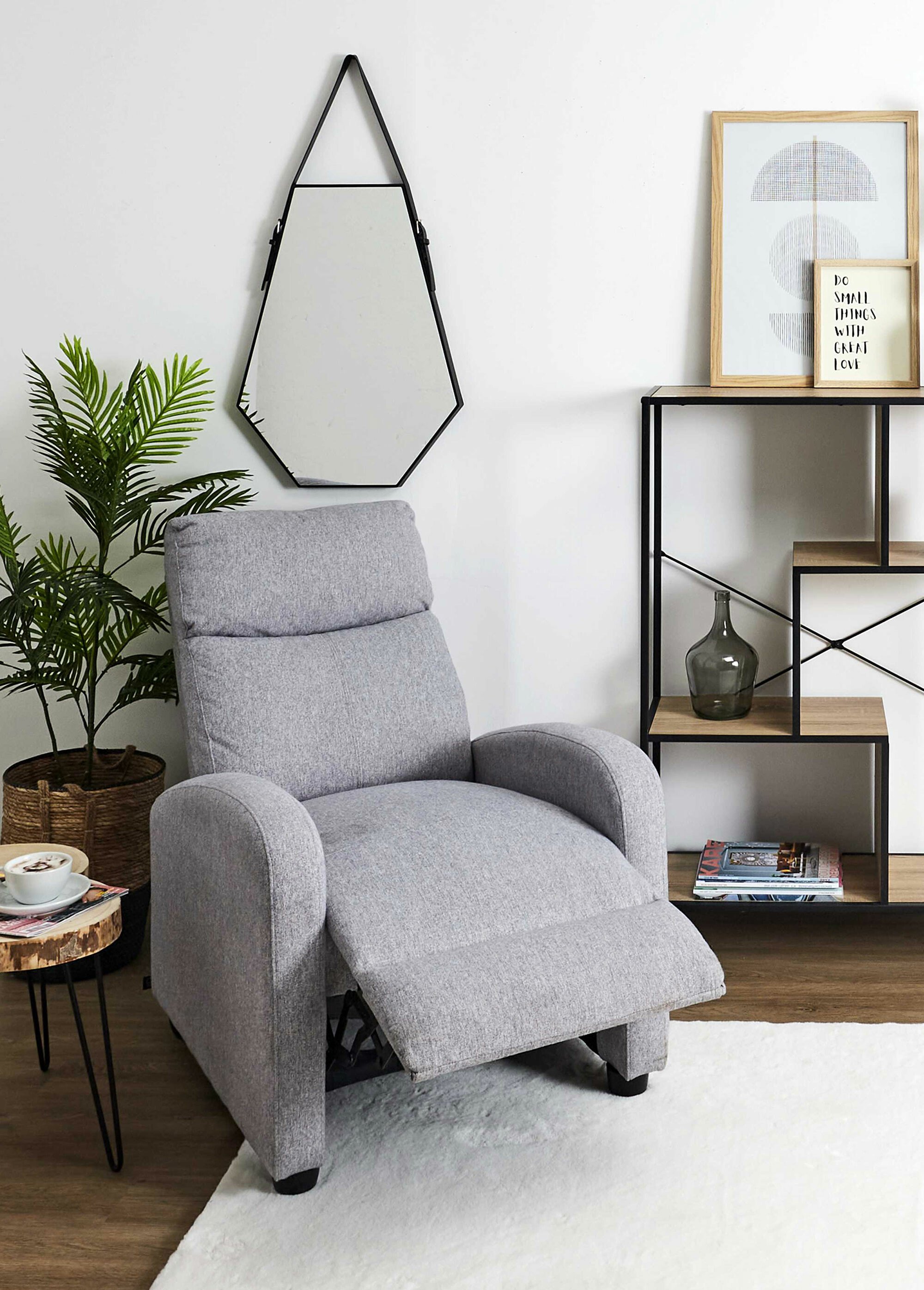 Fauteuil relax multipositions en tissu GRIS CLAIR CMP-HD7159 SI1