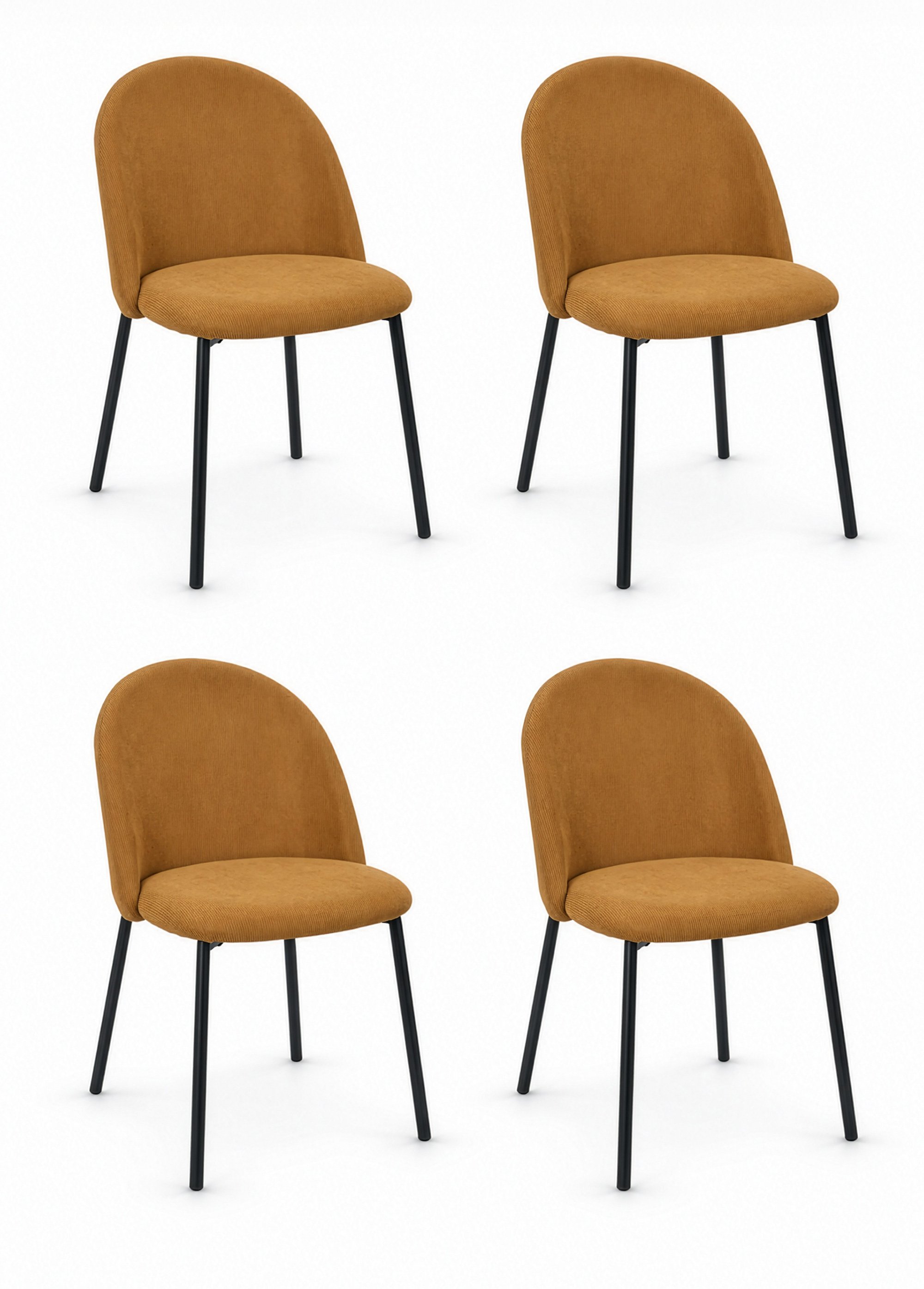 Fauteuil velours, dossier arches JULES JAUNE CMP-HD7834 FA1