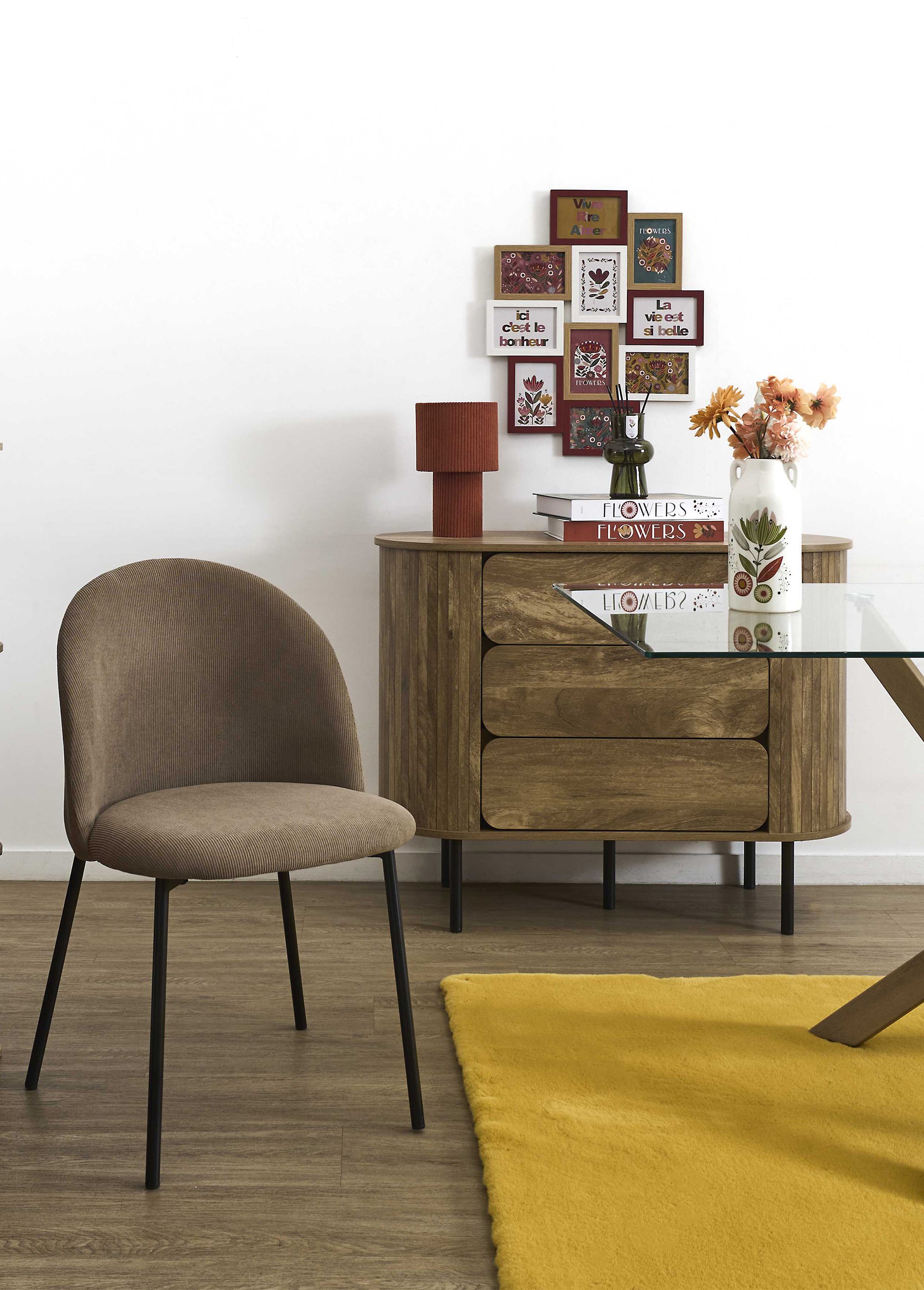 Fauteuil velours, dossier arches JULES MARRON CMP-HD7834 SI1
