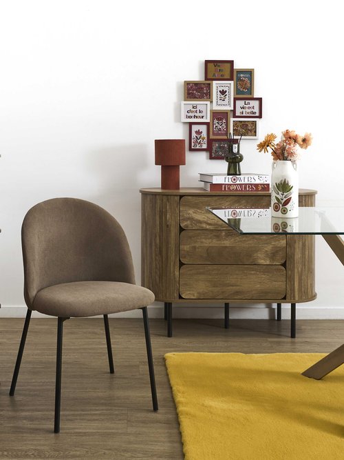 Fauteuil velours, dossier arches JULES MARRON CMP-HD7834 SI1