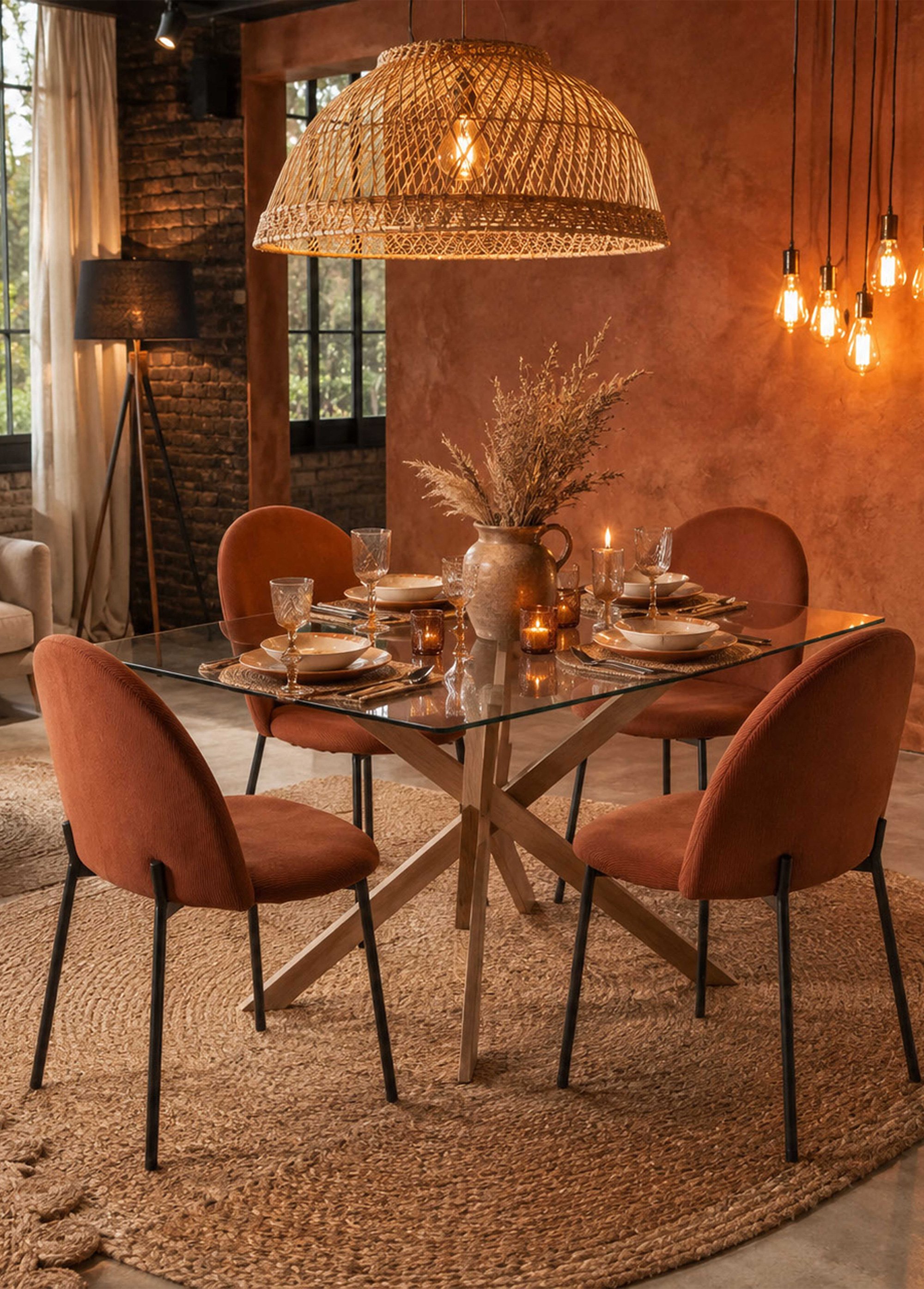 Fauteuil velours, dossier arches JULES ORANGE CMP-HD7834 AM1