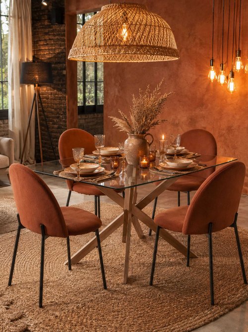 Fauteuil velours, dossier arches JULES ORANGE CMP-HD7834 AM1