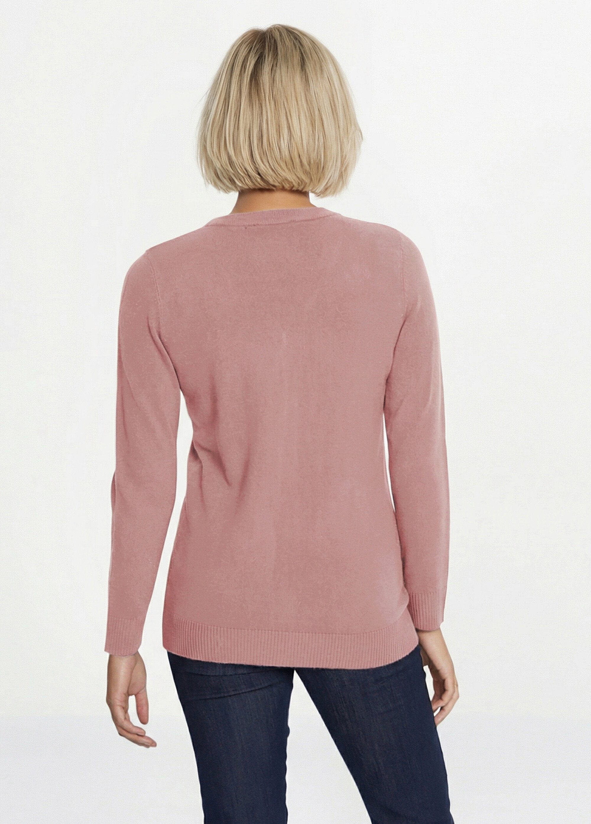Gilet boutonné mi-long maille douce Femme Rose PATIO DO1