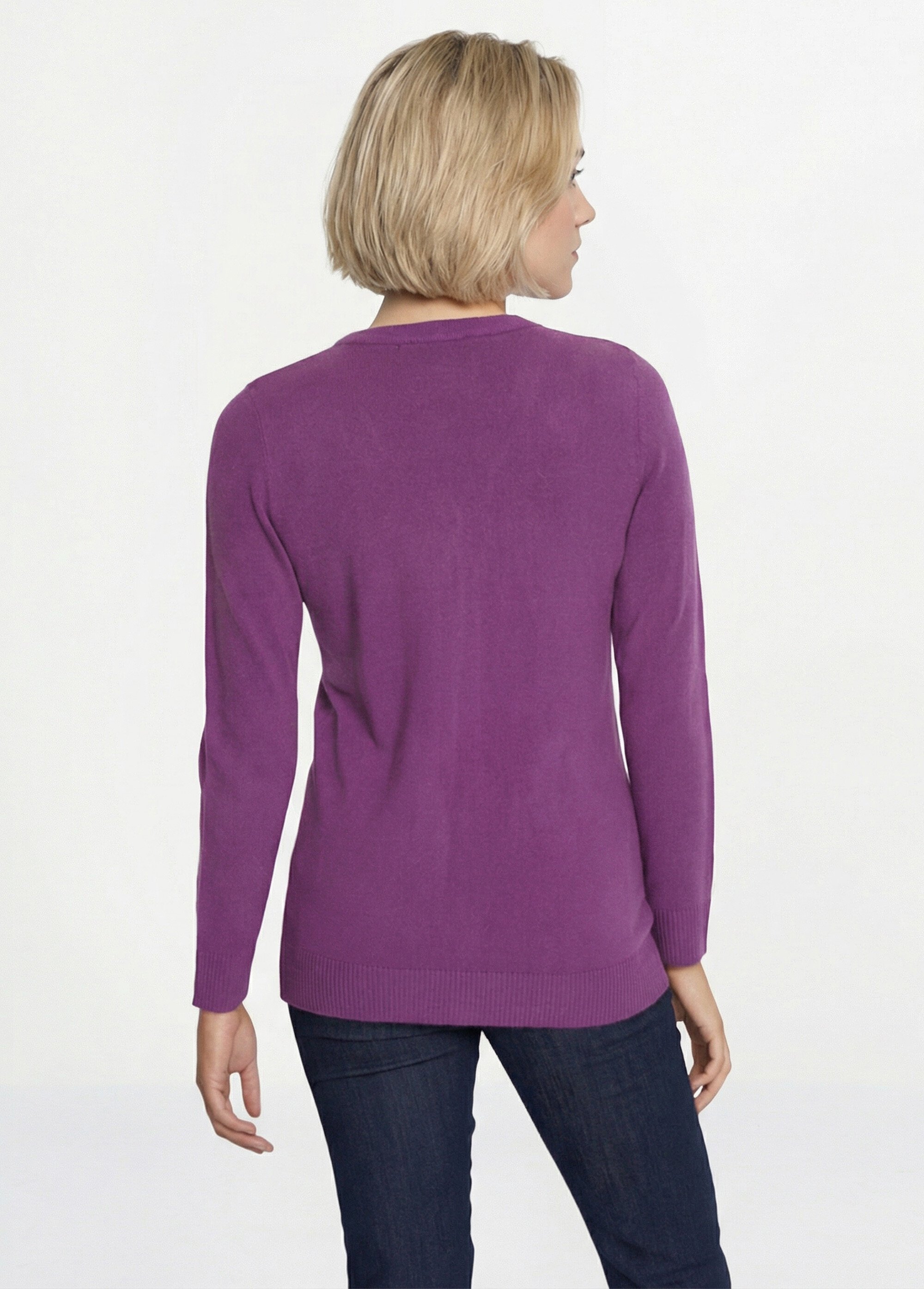 Gilet boutonné mi-long maille douce Femme Violet PATIO DO1