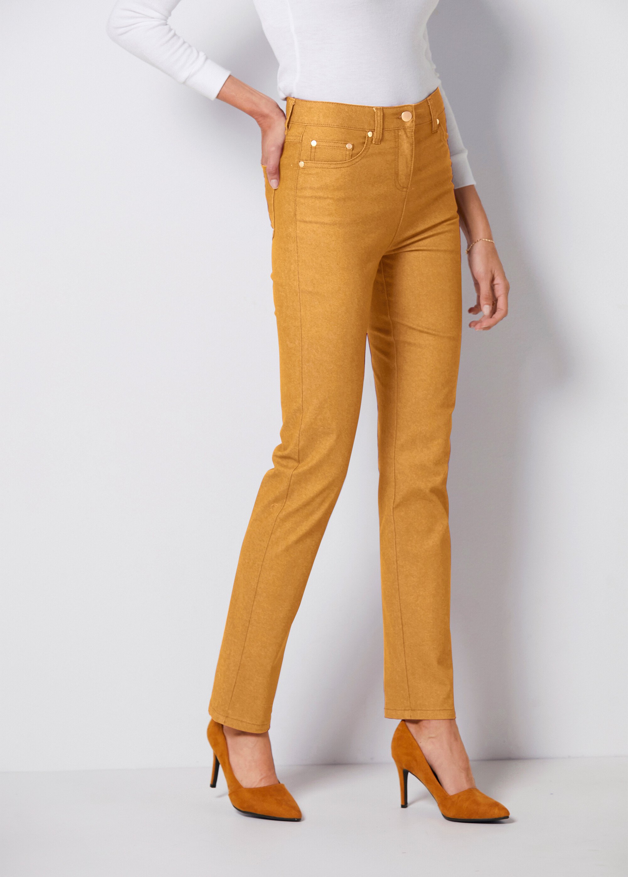 Jean couleur MORPHOSTYLE tissu stretch Jaune Afibel