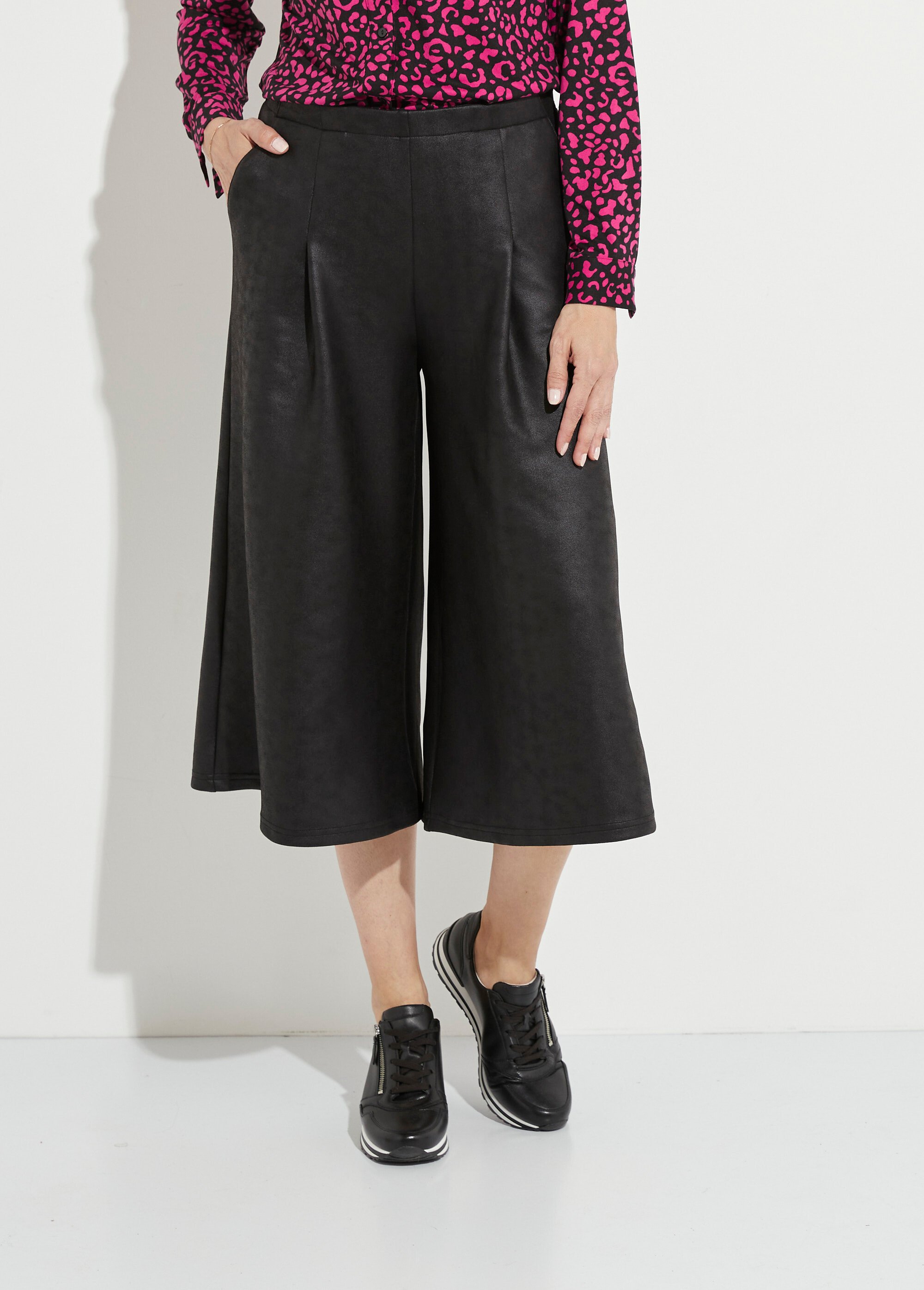 Jupe-culotte maille unie aspect peau Femme Noir LAFOX FA1