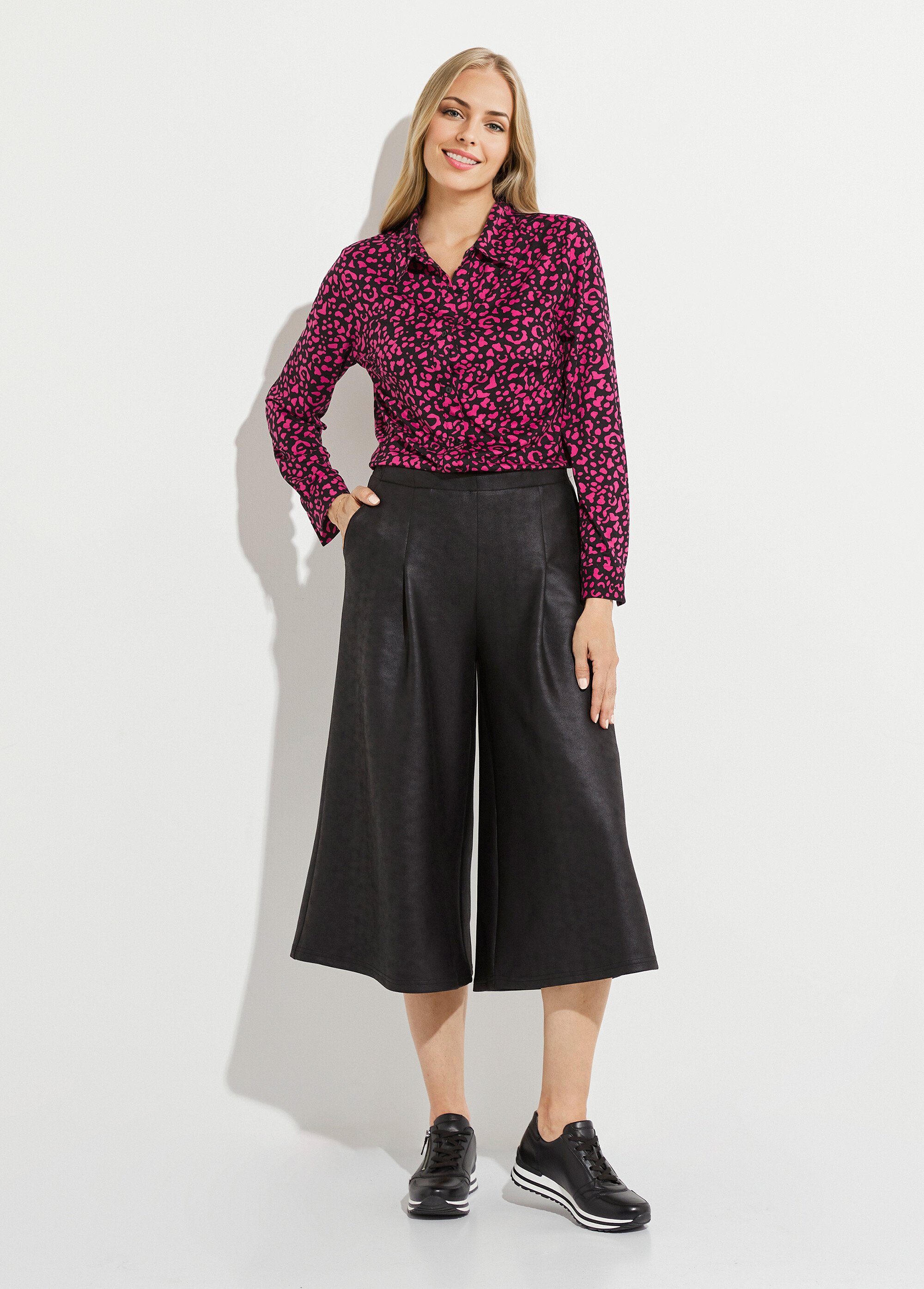 Jupe-culotte maille unie aspect peau Femme Noir LAFOX SF1