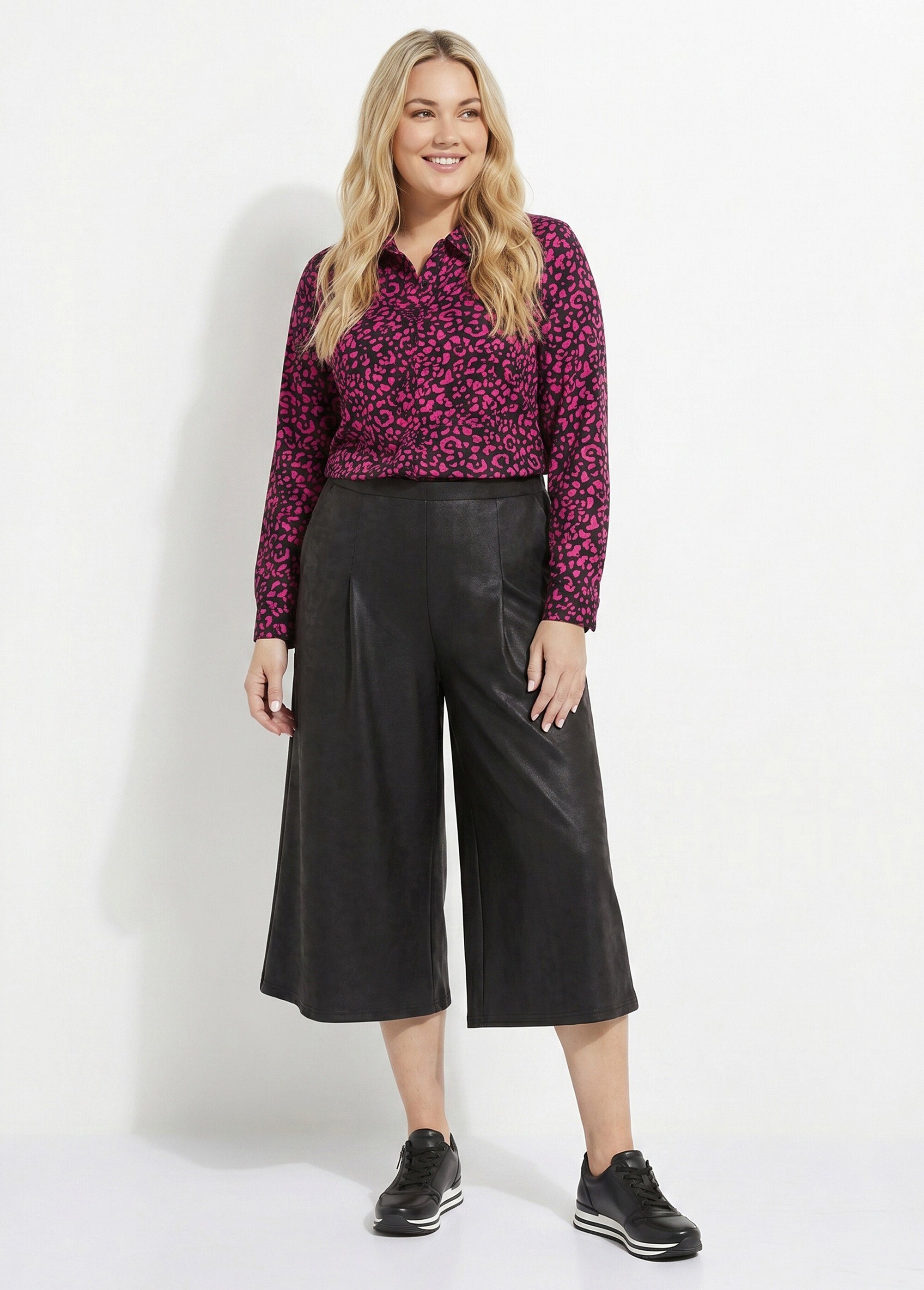 Jupe-culotte maille unie aspect peau Femme Grande Taille Noir LAFOX SI1
