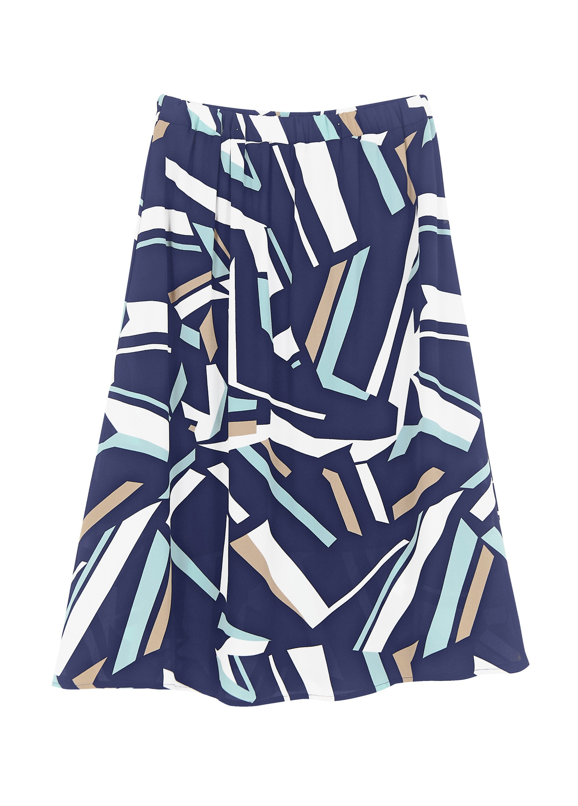 Jupe femme Lands' End bleu géométrique coton ligne A taille 18