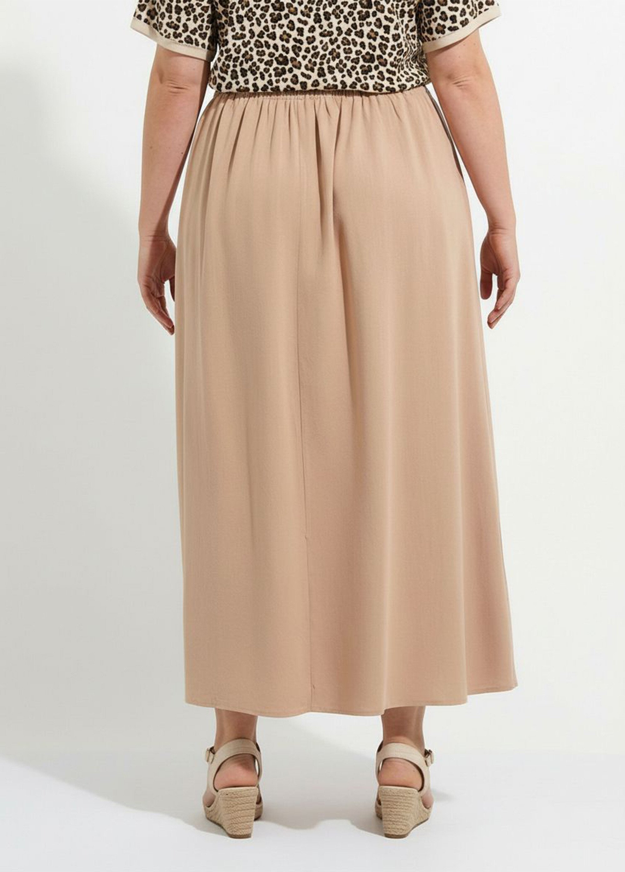 Jupe longue en lin, entretien facile Femme Grande Taille Beige MA-M927-2289 DO1