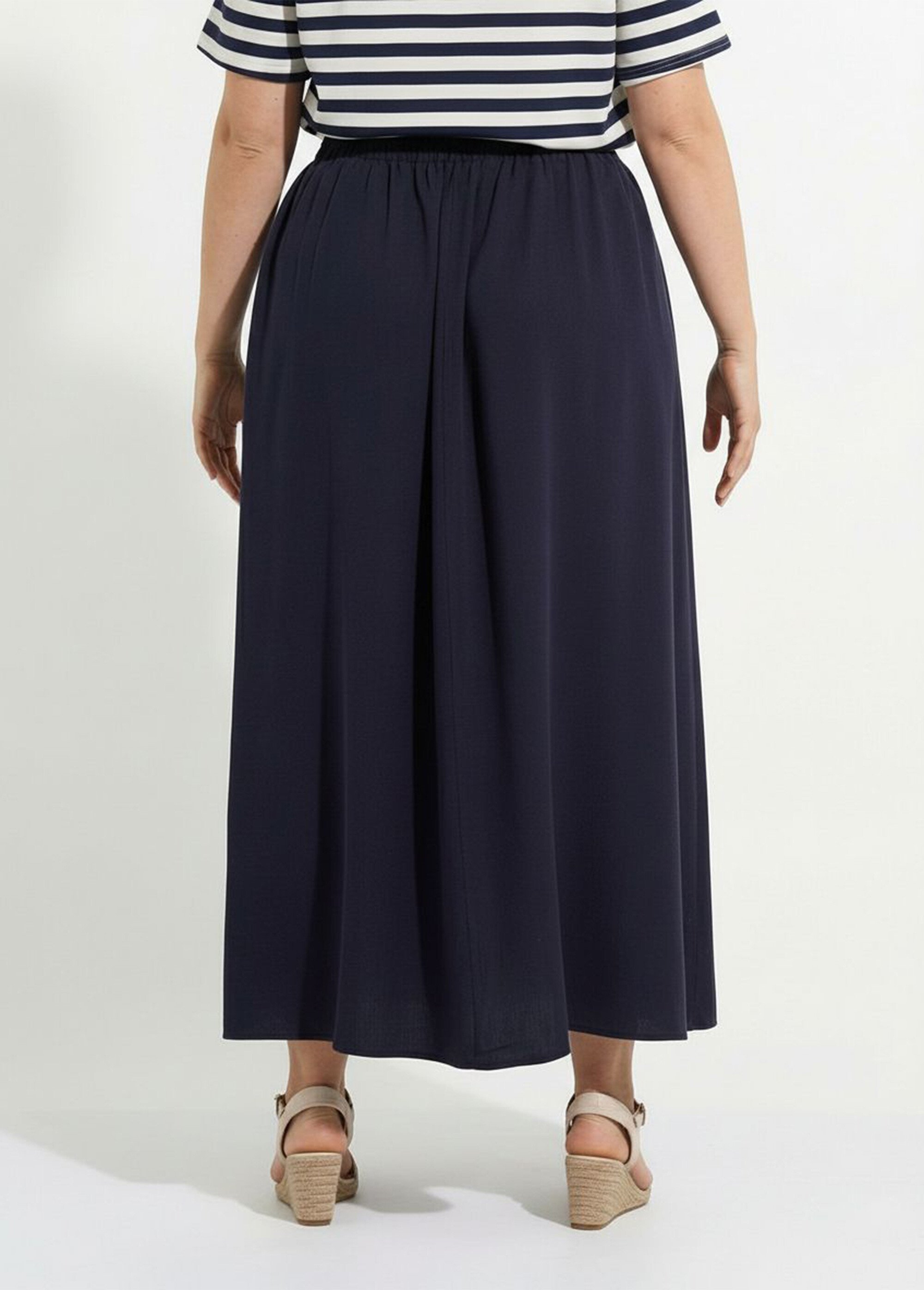 Jupe longue en lin, entretien facile Femme Grande Taille Bleu MA-M927-2289 DO1