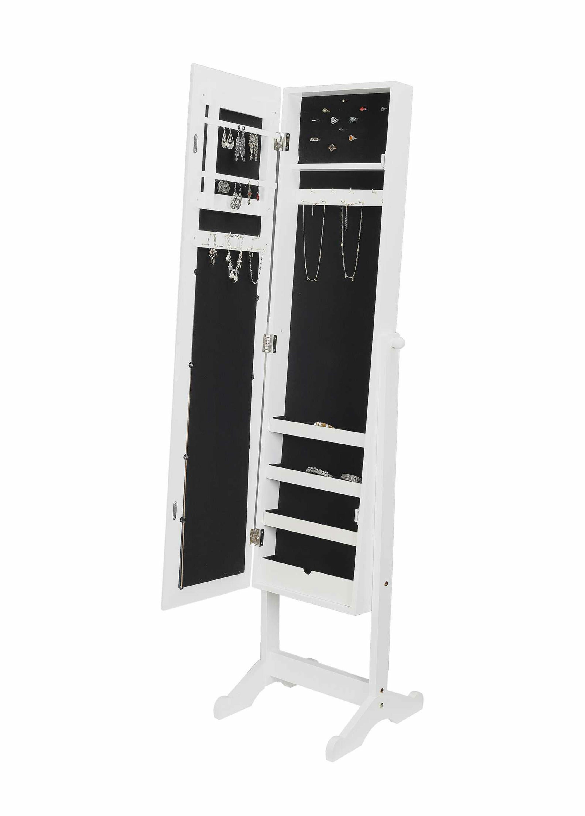 Miroir sur pied avec armoire à bijoux