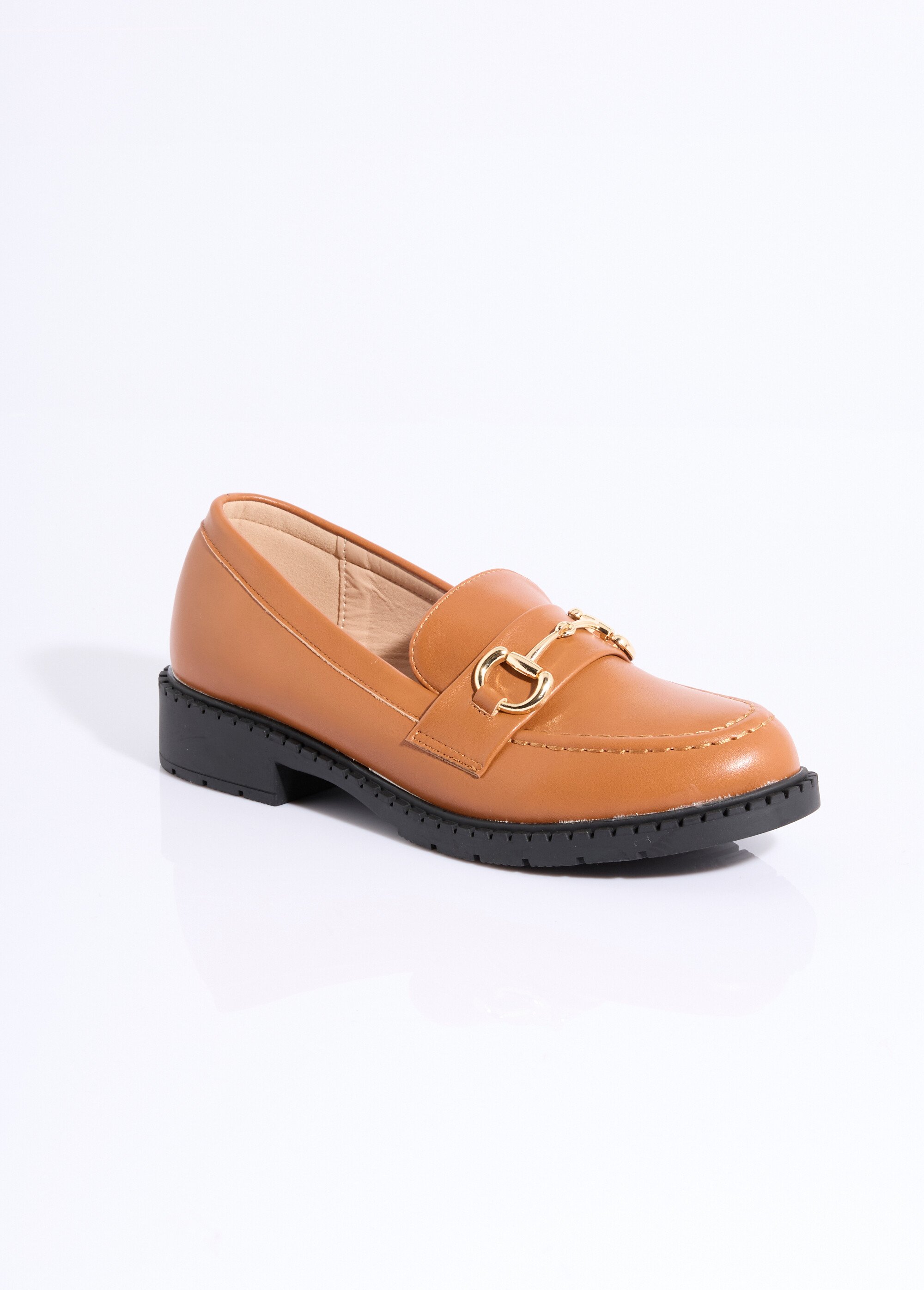 Mocassins avec patte métal Femme Marron LADL501 FA1