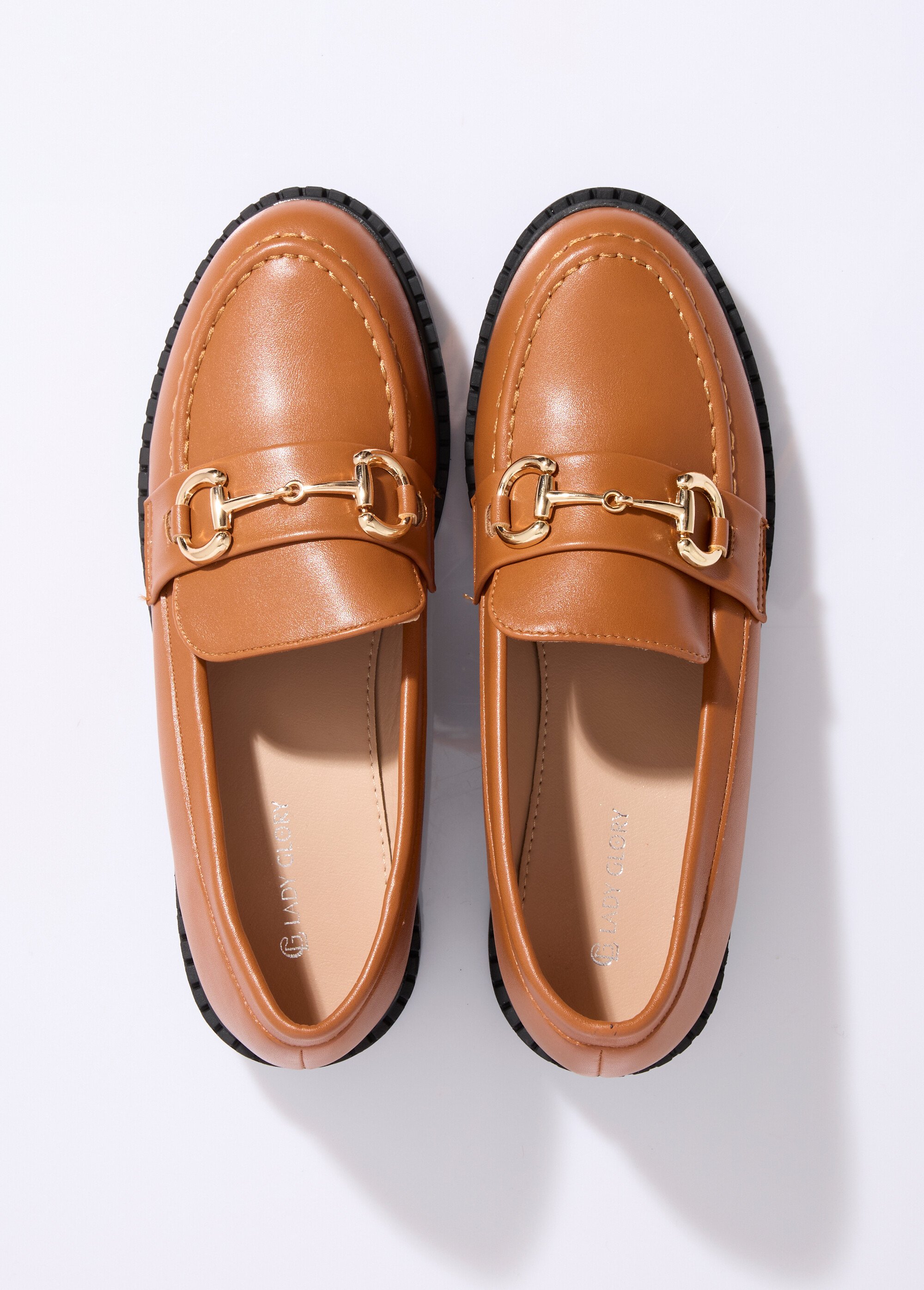 Mocassins avec patte métal Femme Marron LADL501 OV1