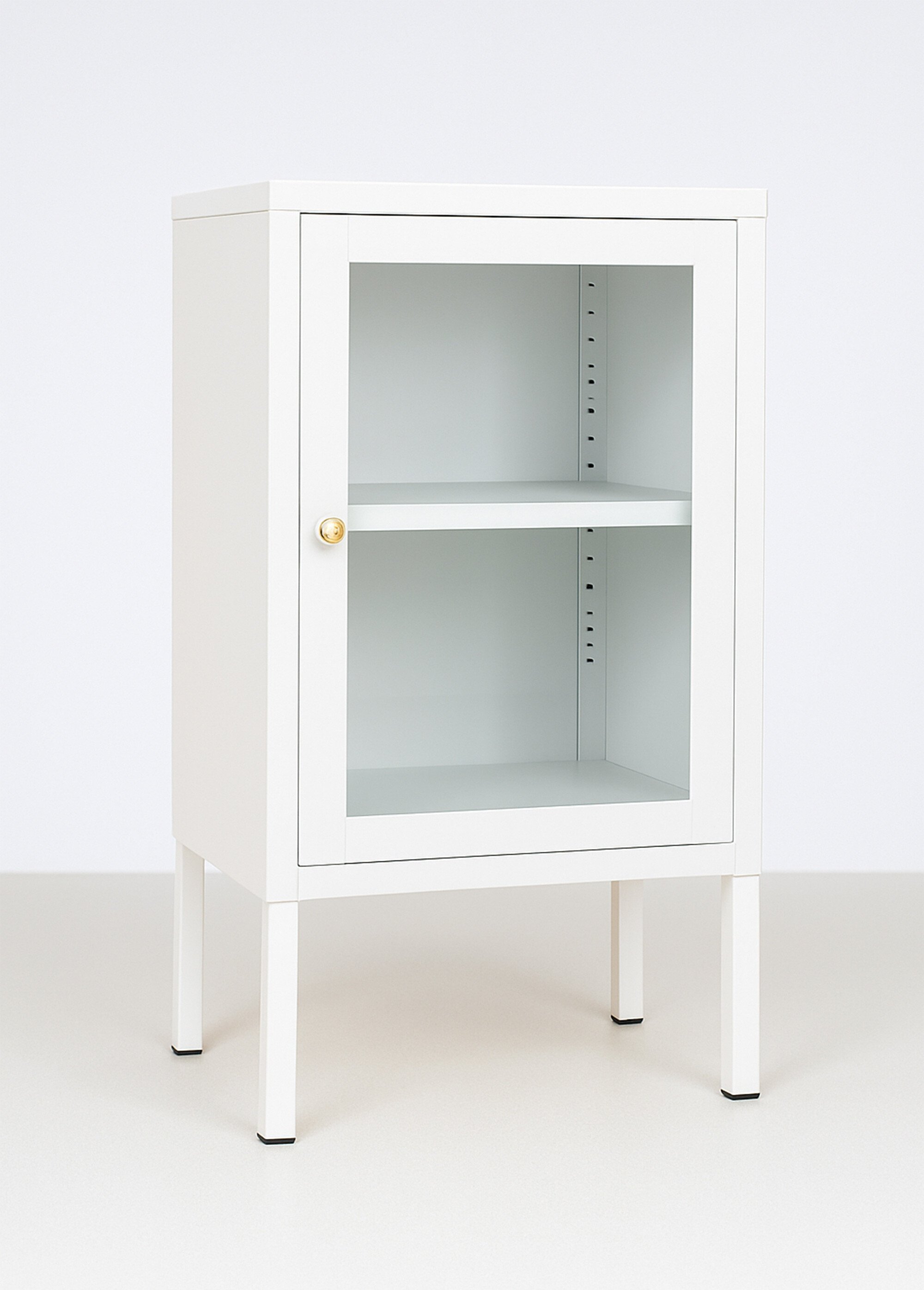 Petit meuble clair avec porte vitrée BLANC HN-3001047 FA1
