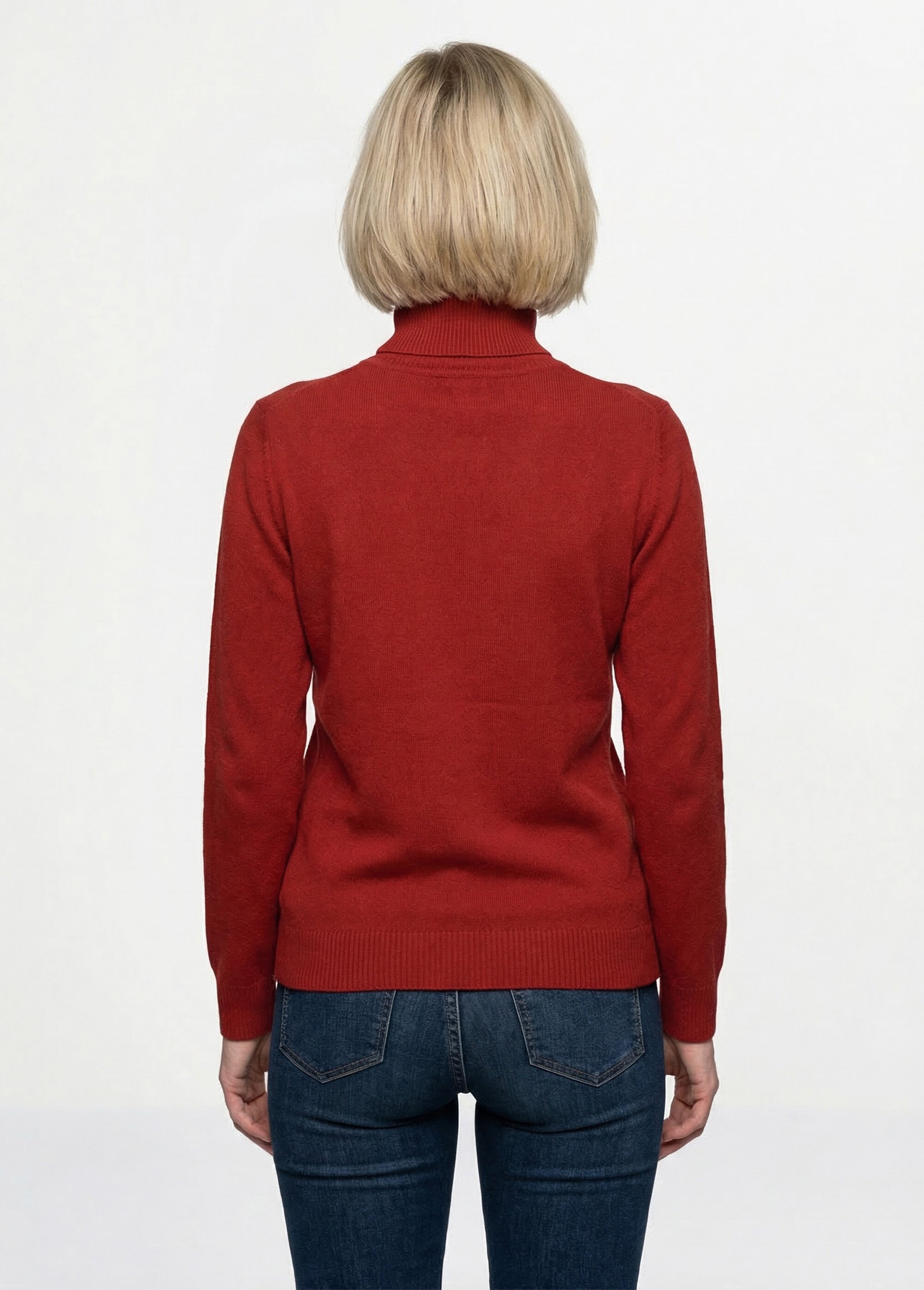 Pull doux col roulé manches longues Femme Rouge PANTHEON DO1