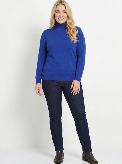 Pull doux col roulé manches longues Femme Grande Taille Bleu PANTHEON SI1