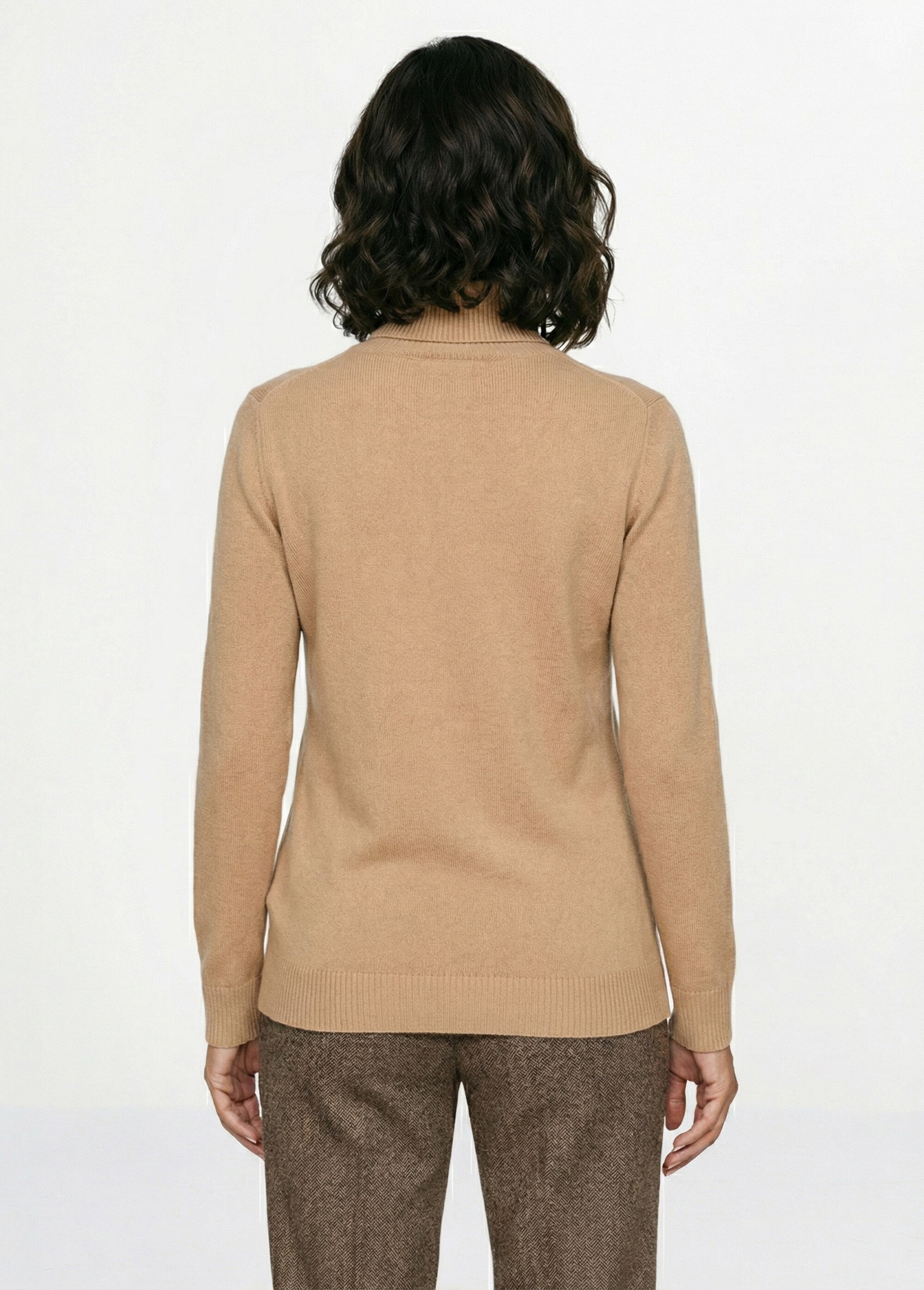 Pull doux col roulé manches longues Femme Marron PANTHEON DO1