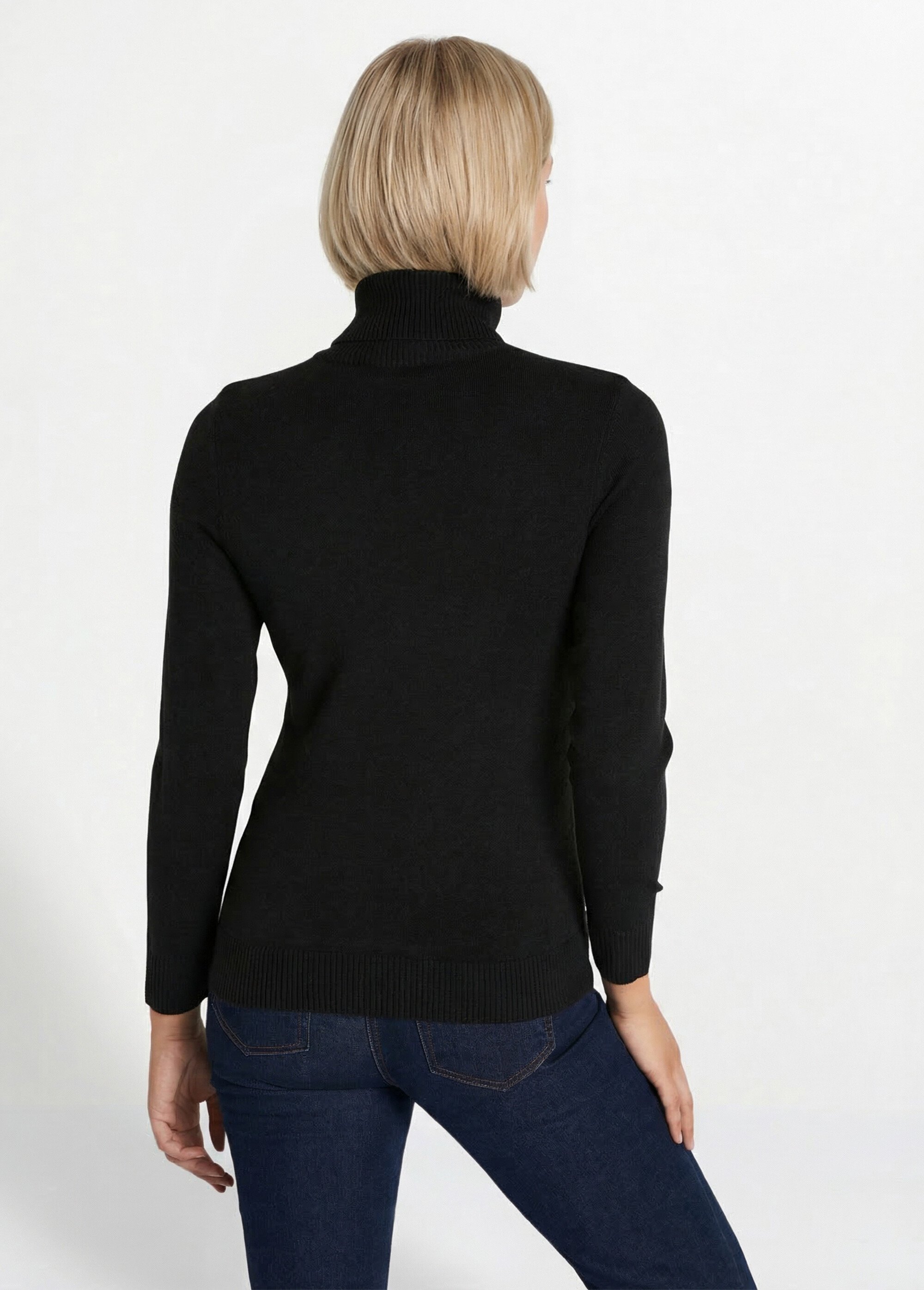 Pull doux col roulé manches longues Femme Noir PANTHEON DO1