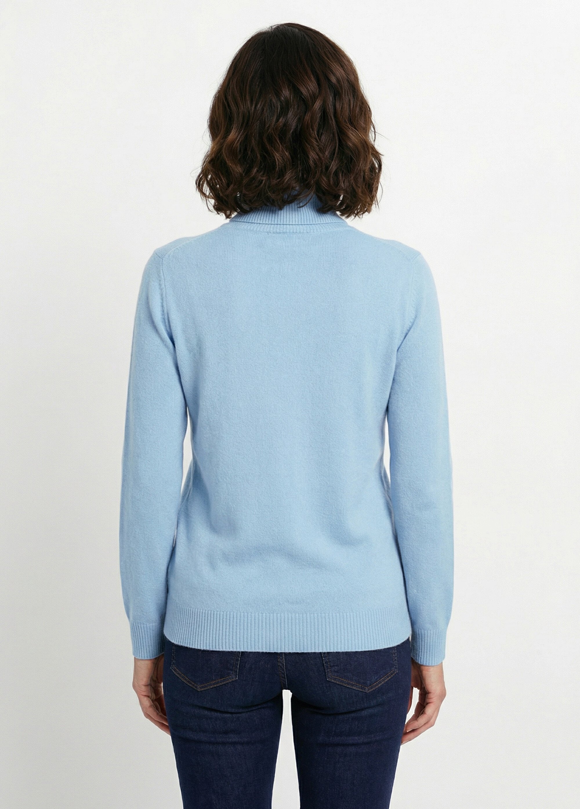 Pull doux col roulé manches longues Femme Bleu PANTHEON DO1