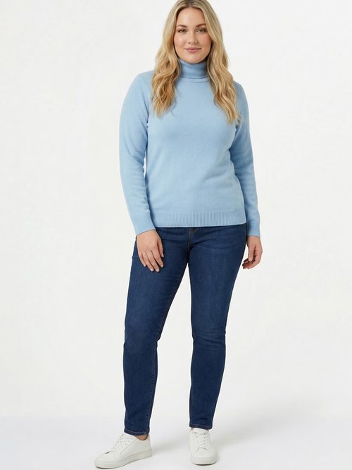 Pull doux col roulé manches longues Femme Grande Taille Bleu PANTHEON SI1