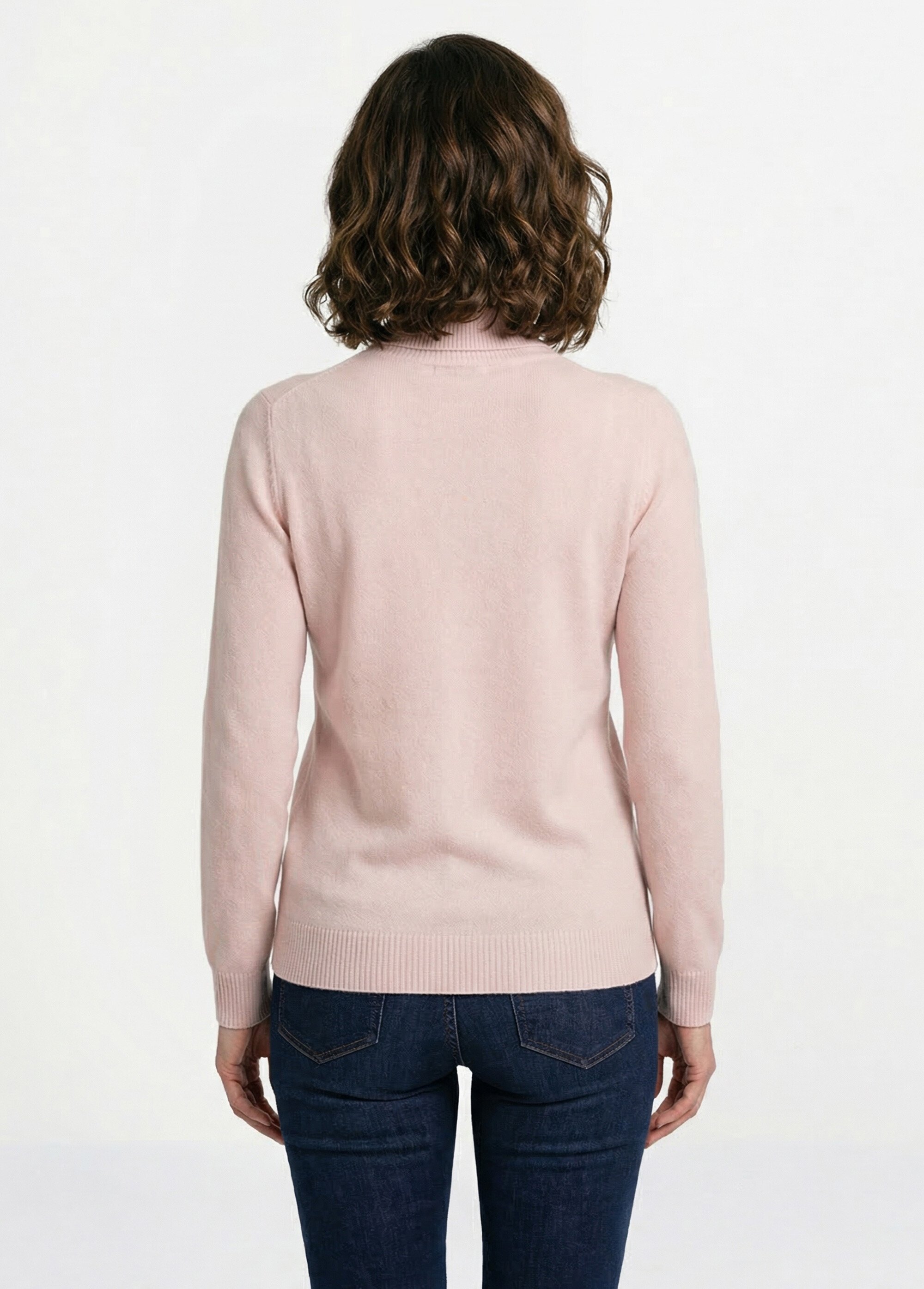 Pull doux col roulé manches longues Femme Rose PANTHEON DO1