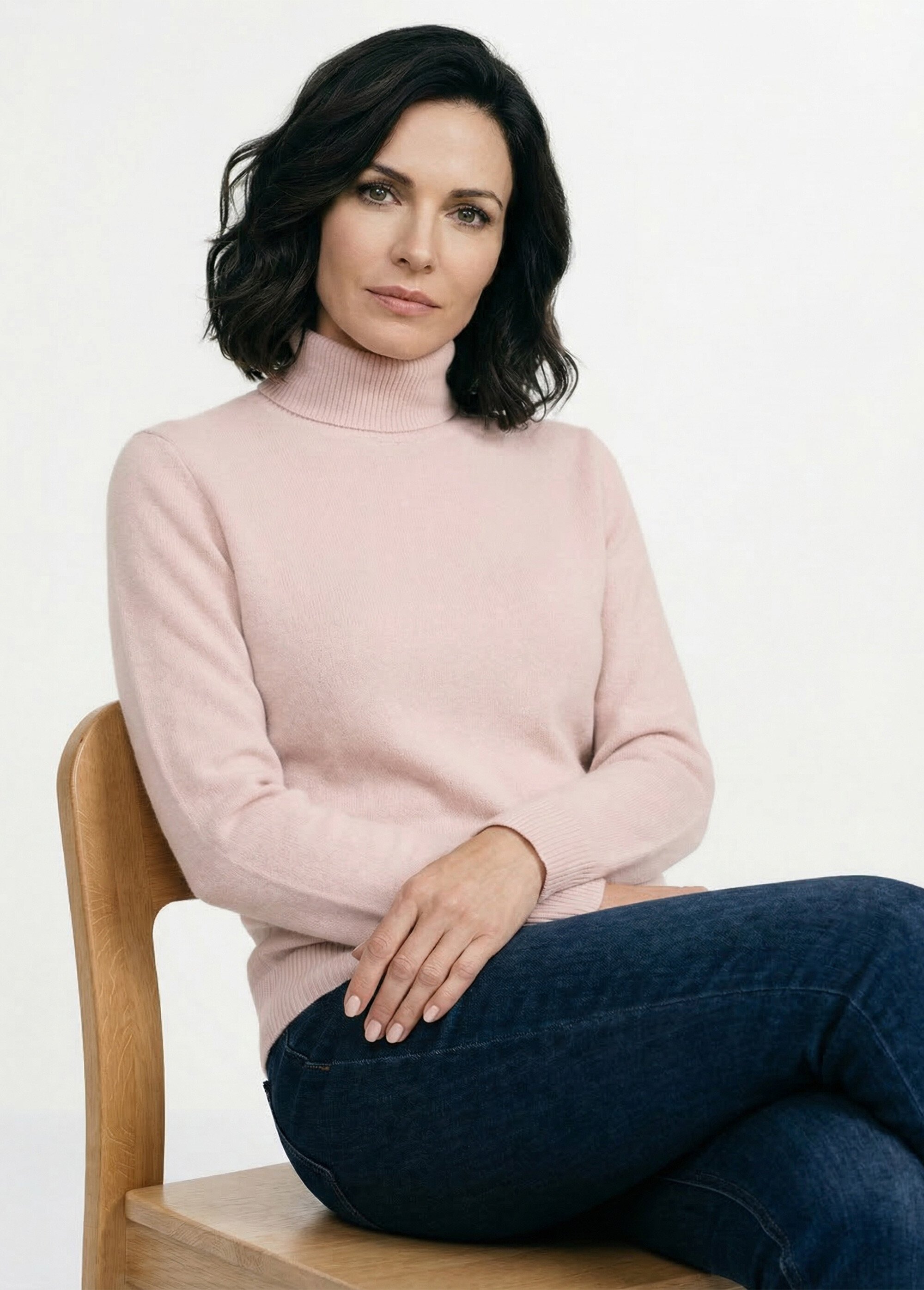 Pull doux col roulé manches longues Femme Rose PANTHEON MV1