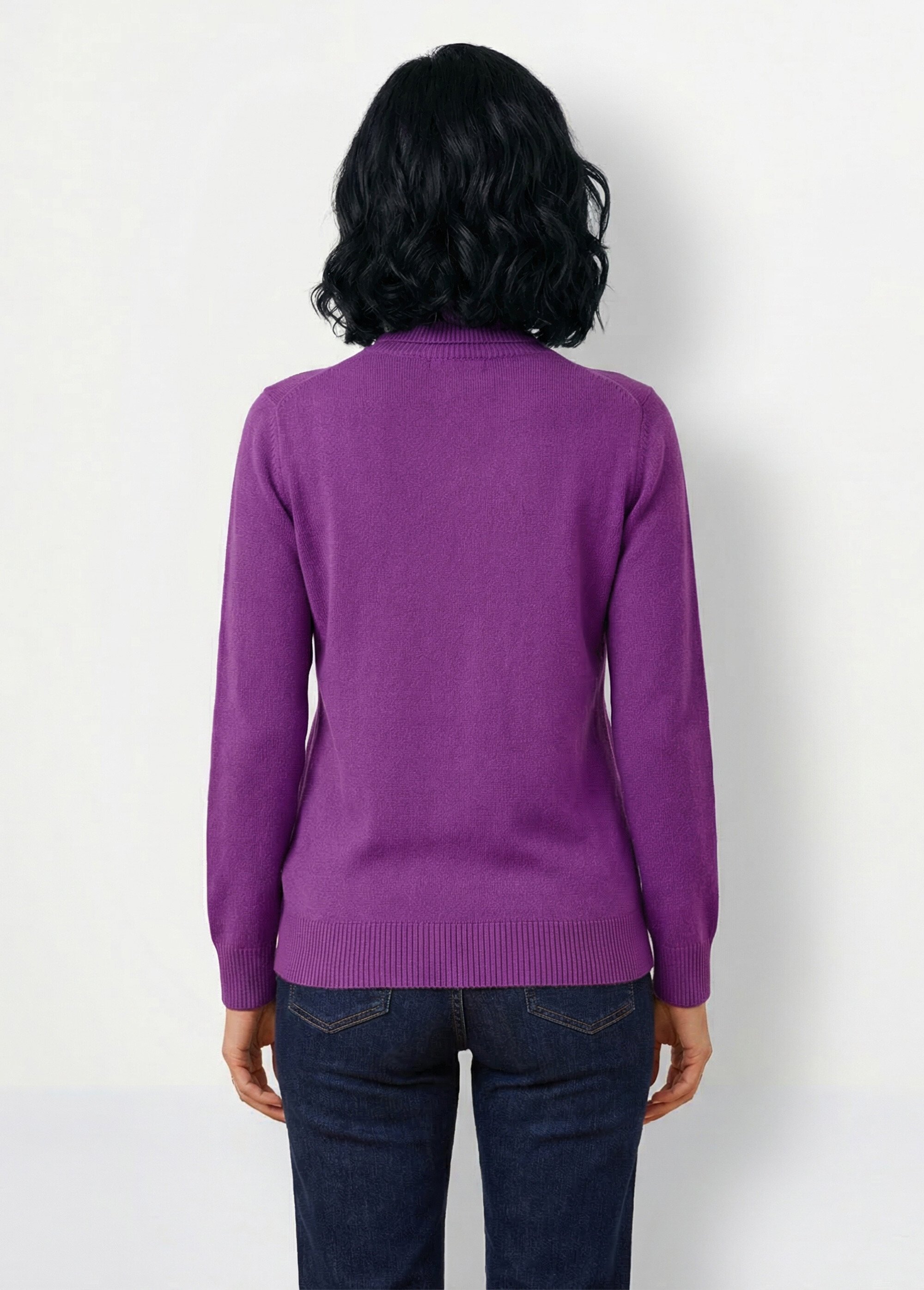 Pull doux col roulé manches longues Femme Violet PANTHEON DO1