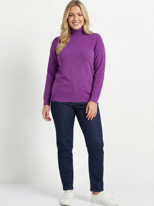 Pull doux col roulé manches longues Femme Grande Taille Violet PANTHEON SI1