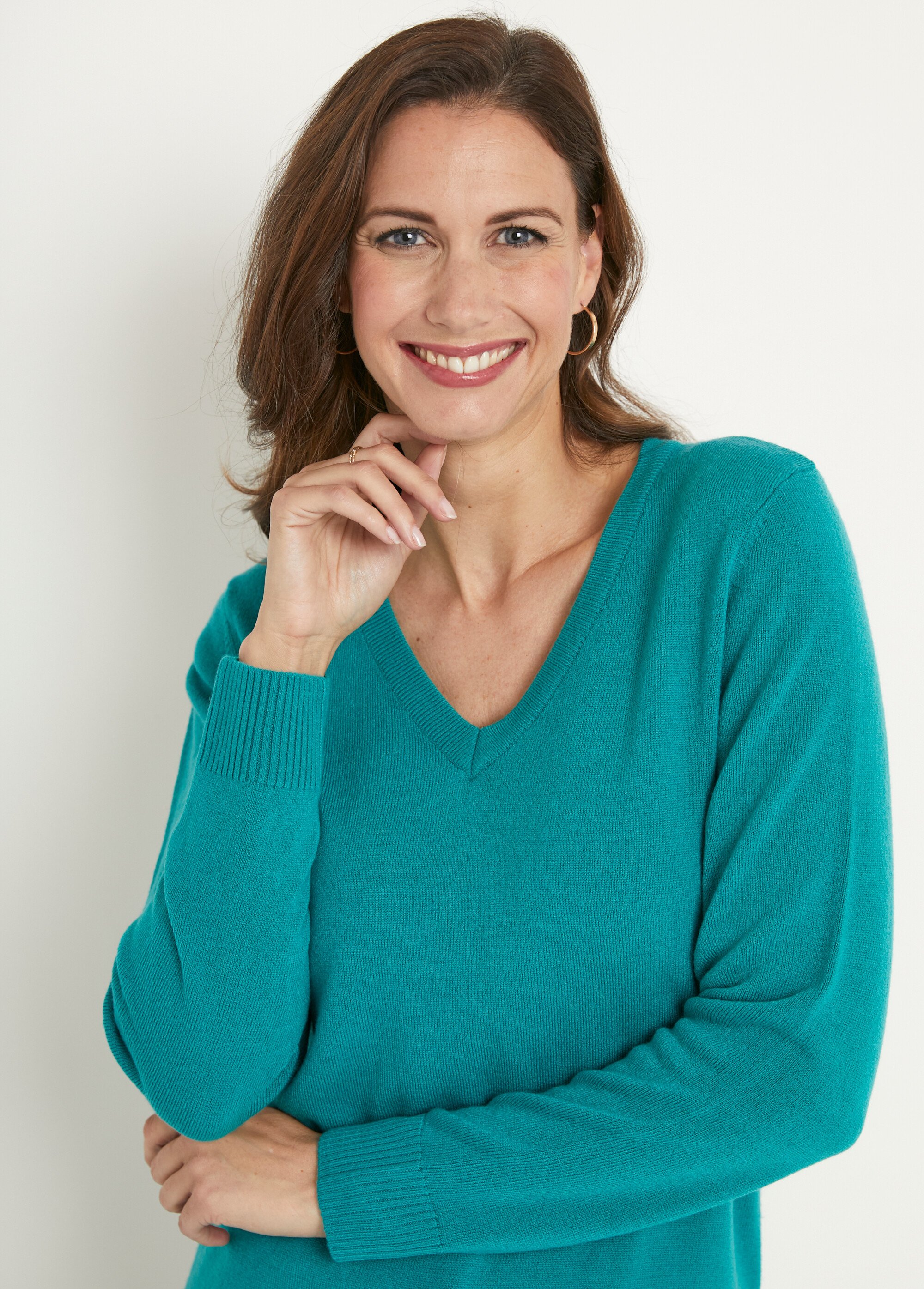 Pull doux col V manches longues