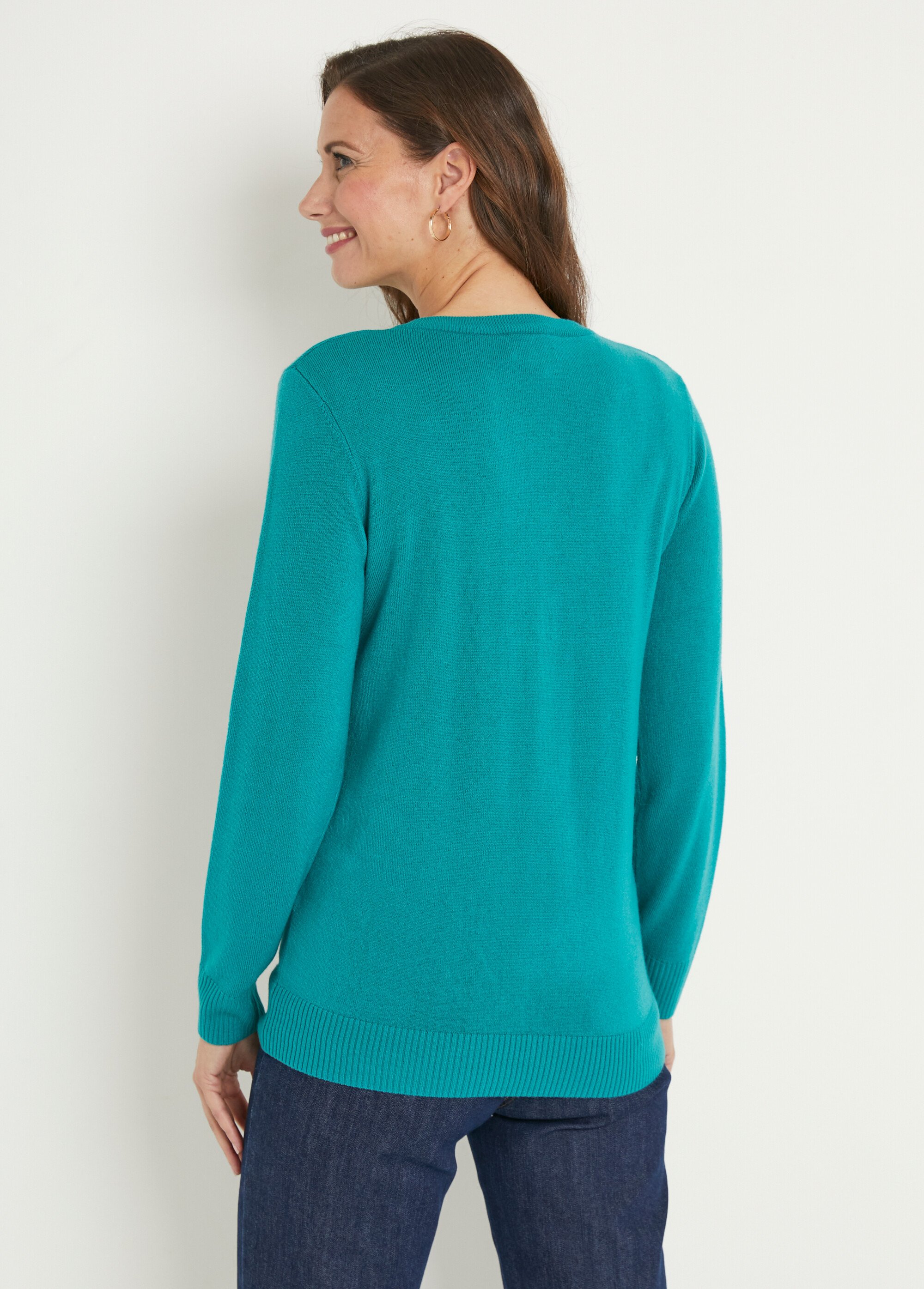 Pull doux col V manches longues