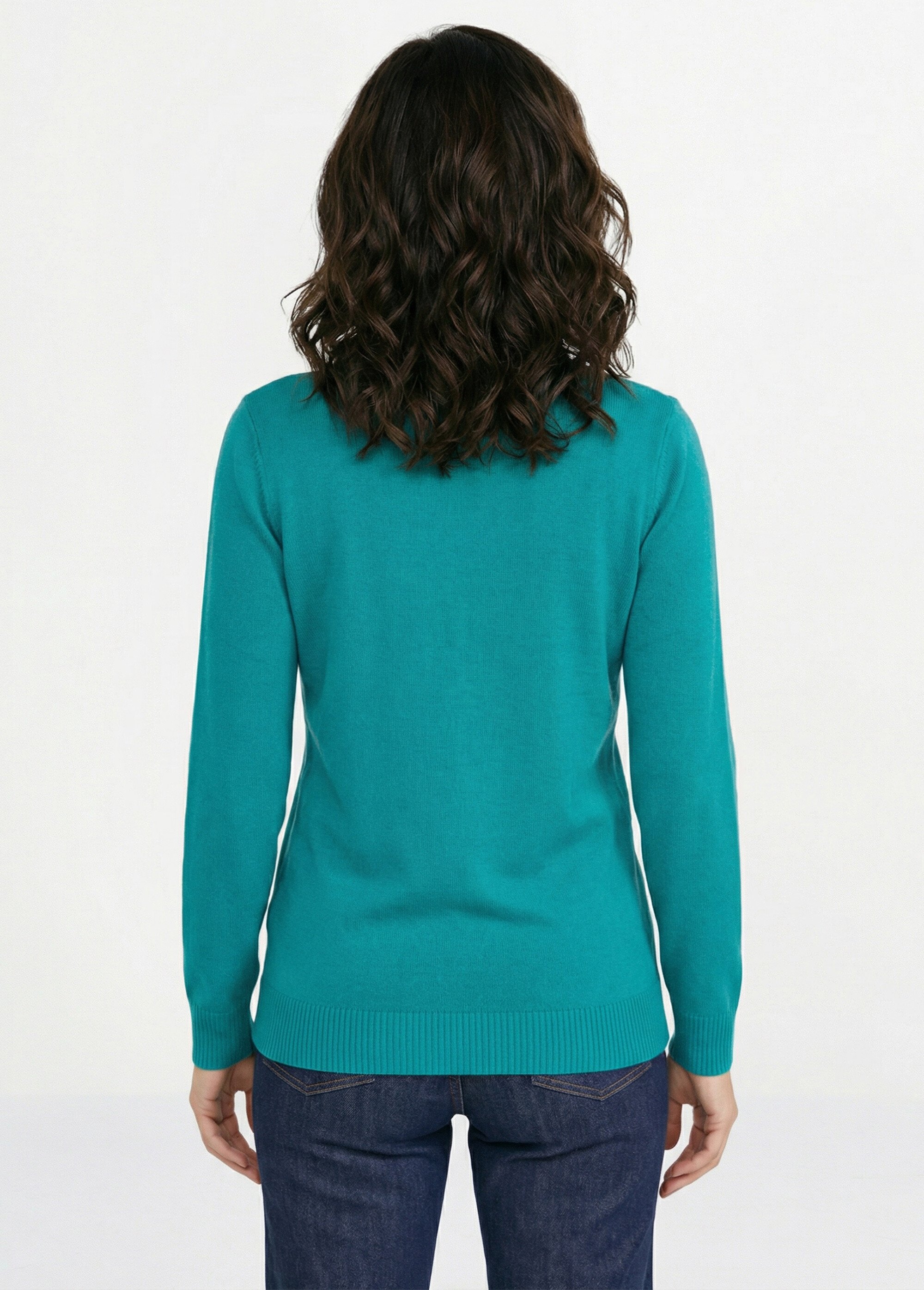 Pull doux col V manches longues Femme Vert PARMELIE DO1