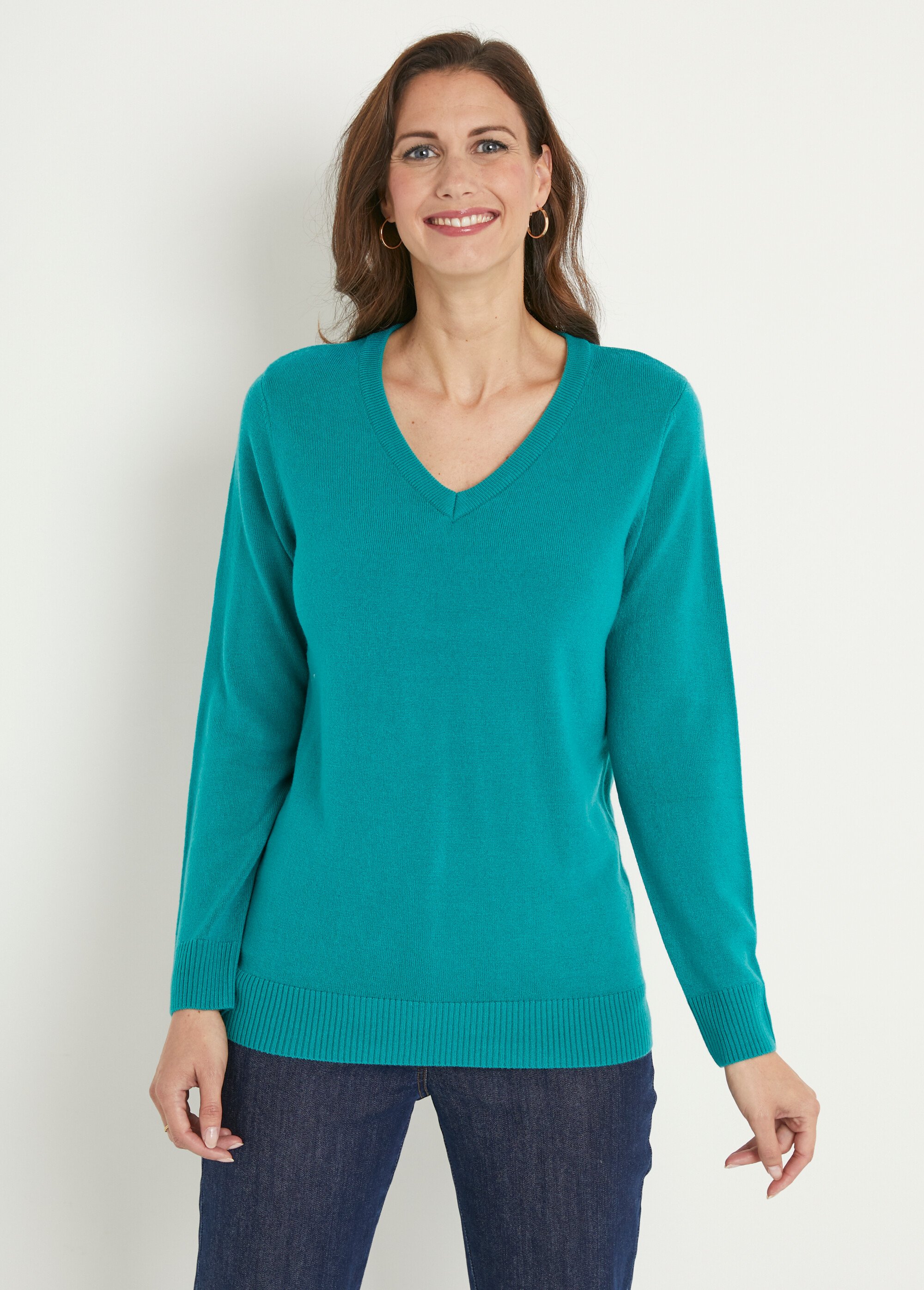 Pull doux col V manches longues
