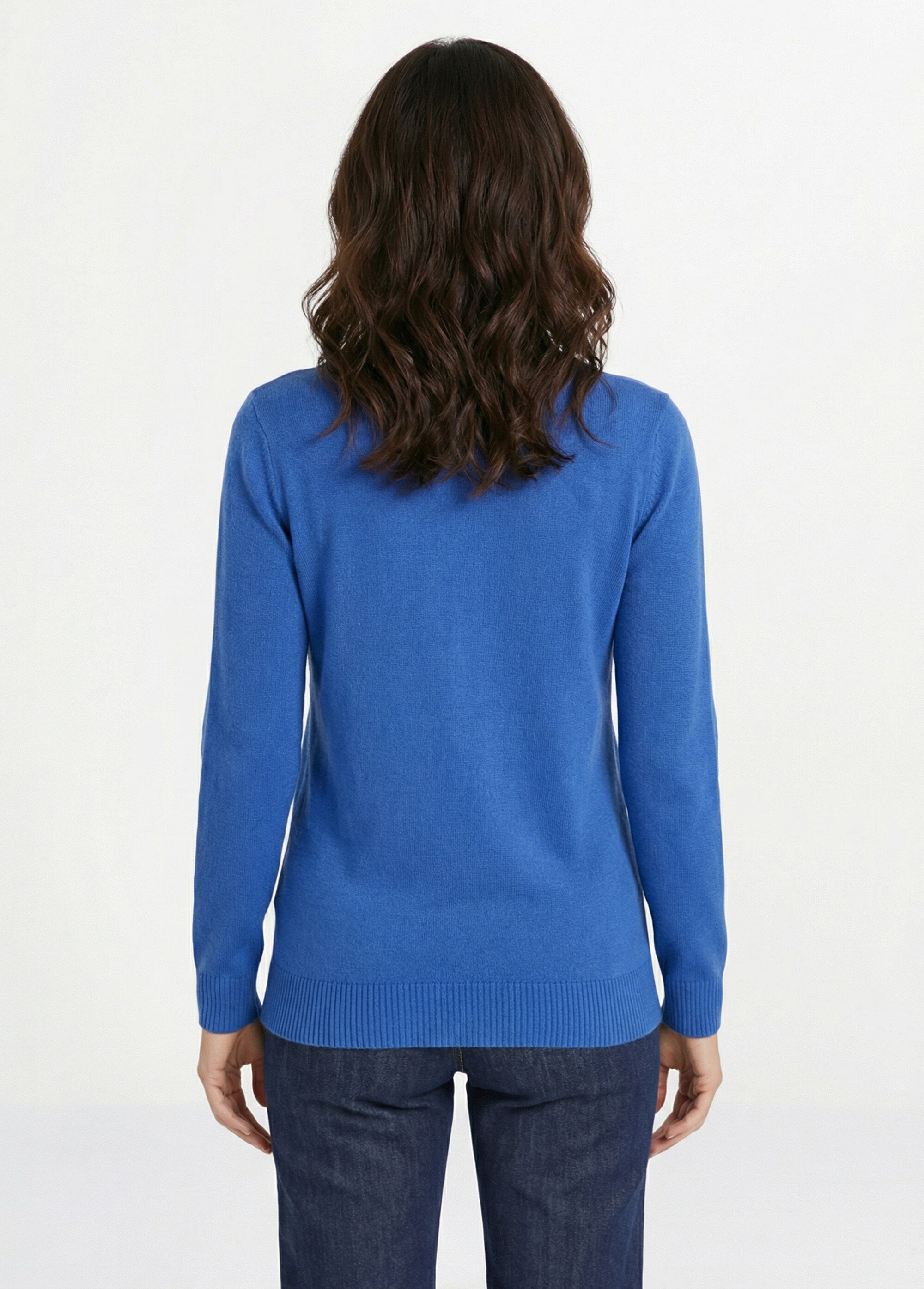 Pull doux col V manches longues Femme Bleu PARMELIE DO1