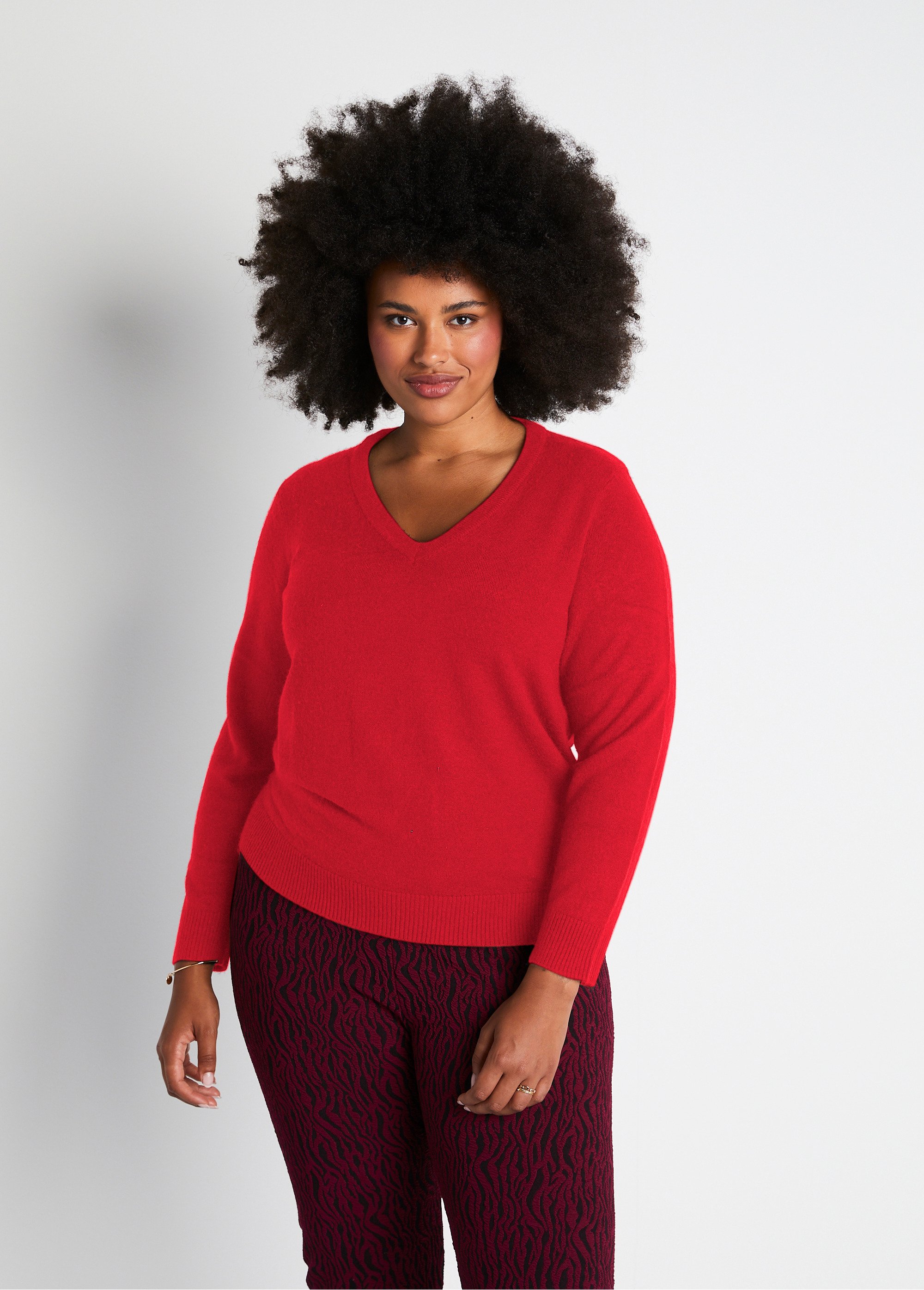 Pull doux col V manches longues