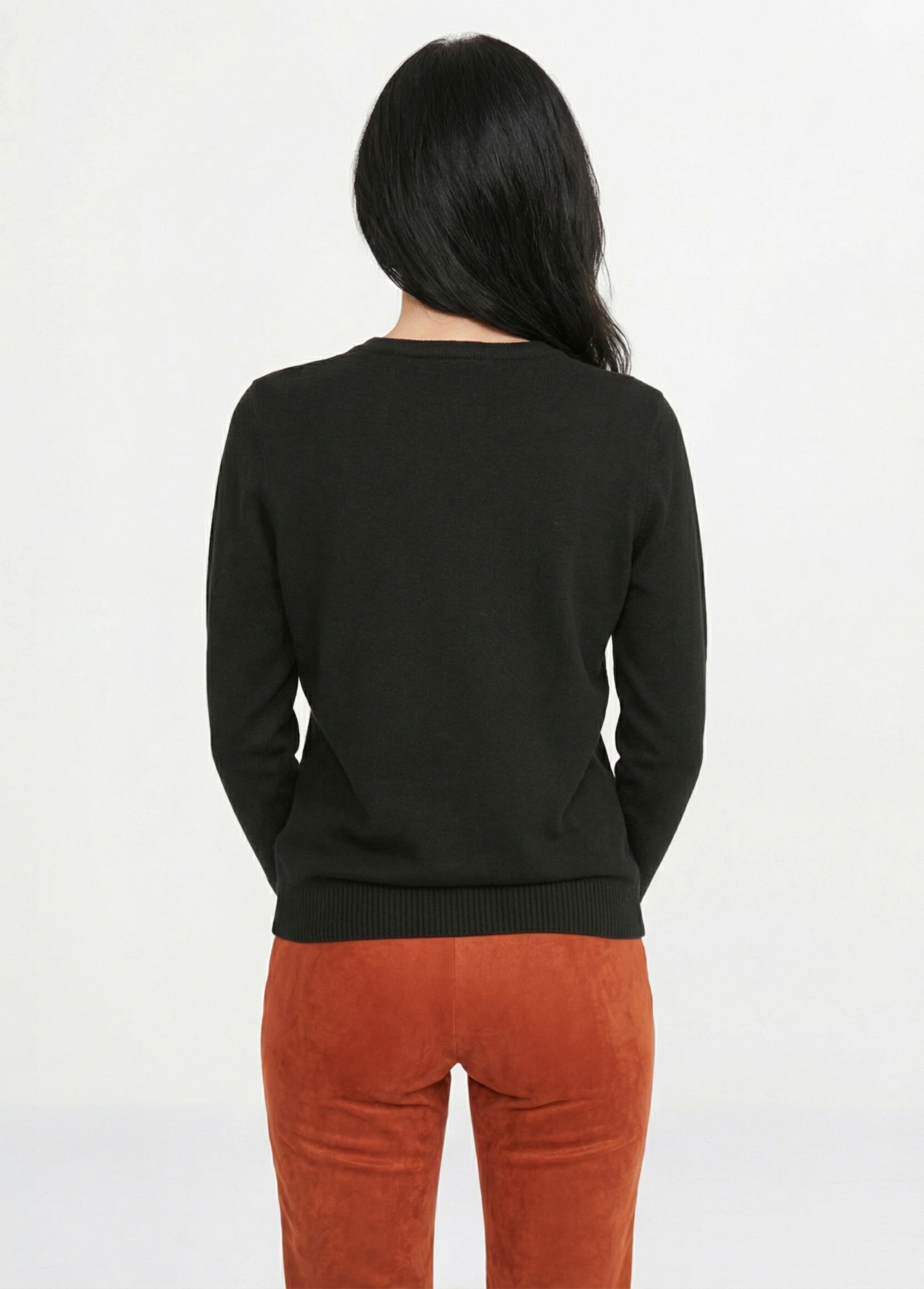 Pull doux col V manches longues Femme Noir PARMELIE DO1