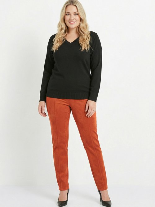 Pull doux col V manches longues Femme Grande Taille Noir PARMELIE SI1