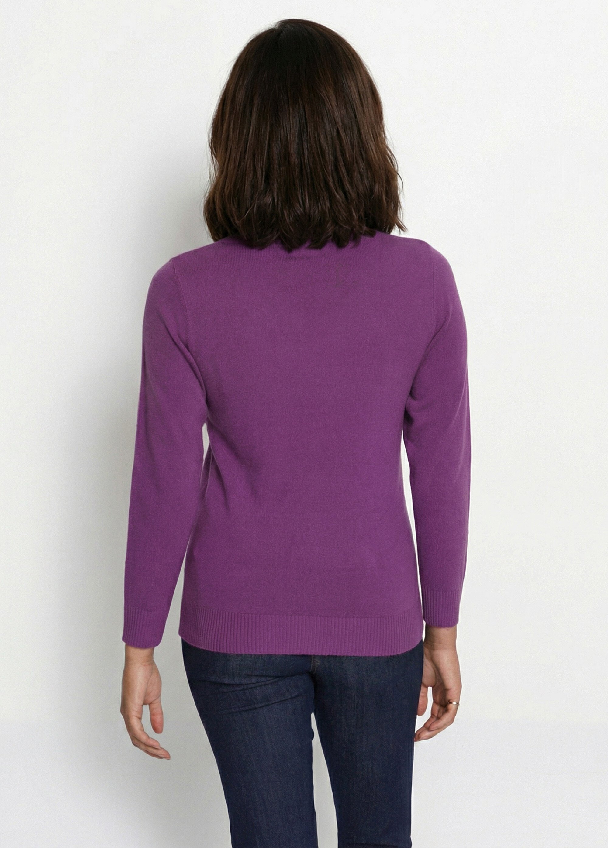 Pull doux col V manches longues Femme Violet PARMELIE DO1