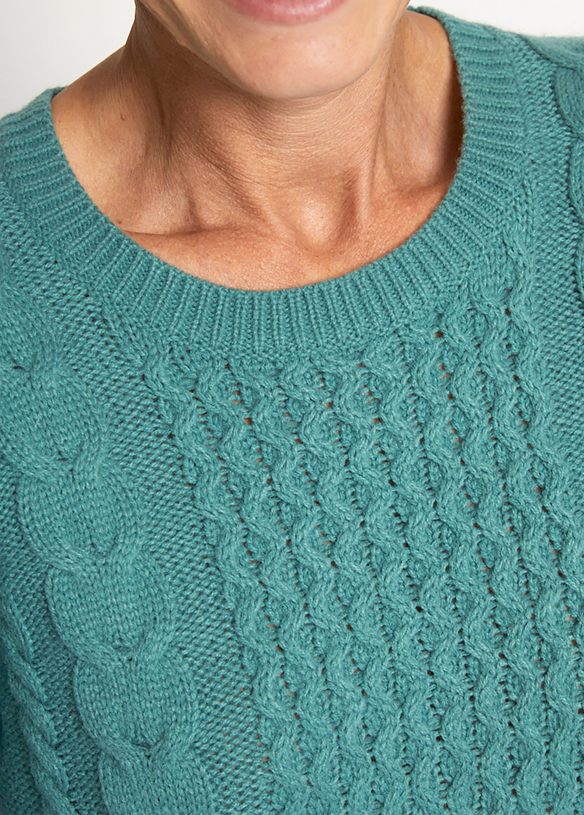 Pull-tunique jersey envers et torsades Femme Vert PALTO DE1