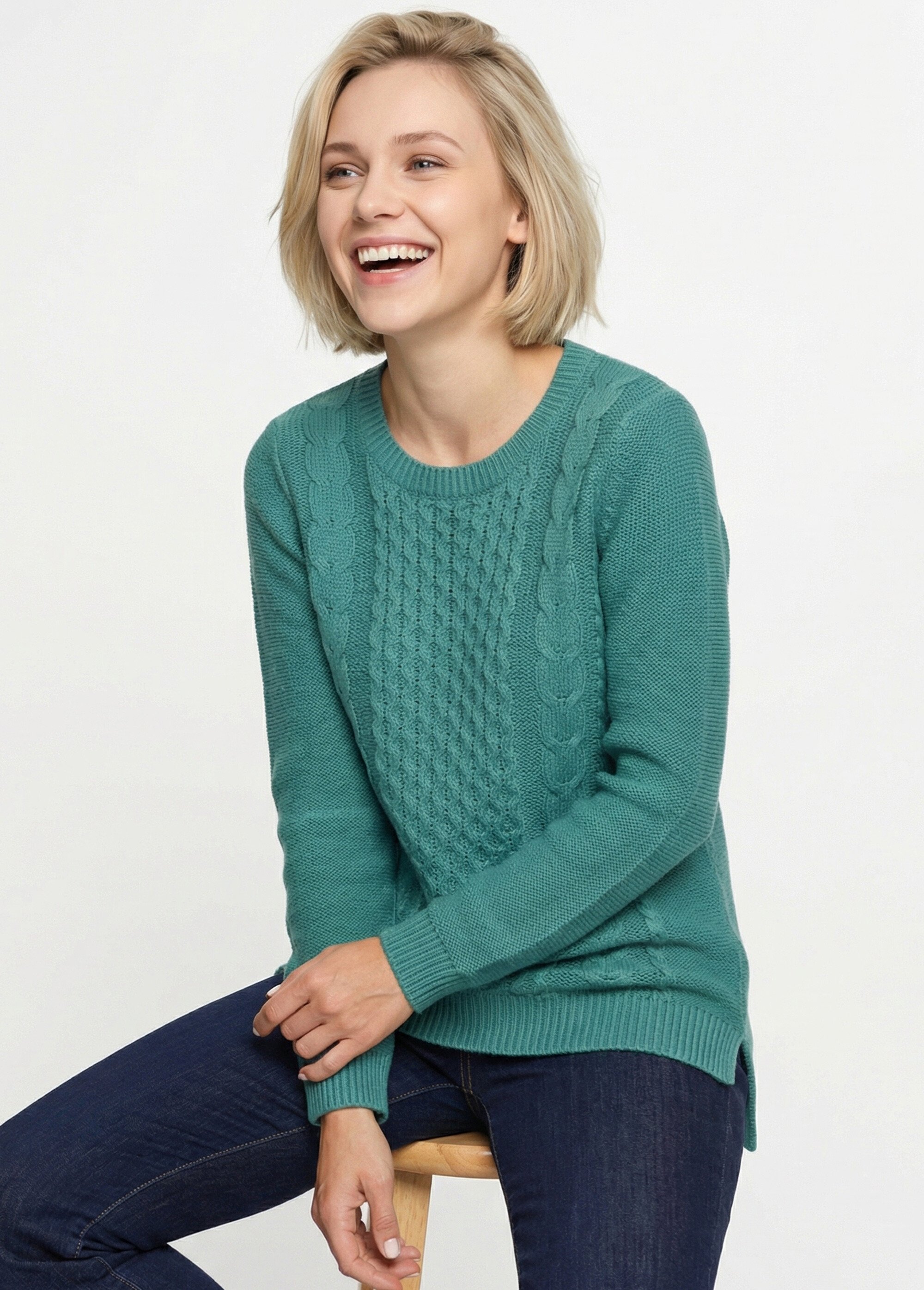 Pull-tunique jersey envers et torsades