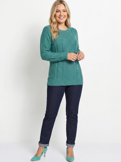 Pull-tunique jersey envers et torsades Femme Grande Taille Vert PALTO SI1