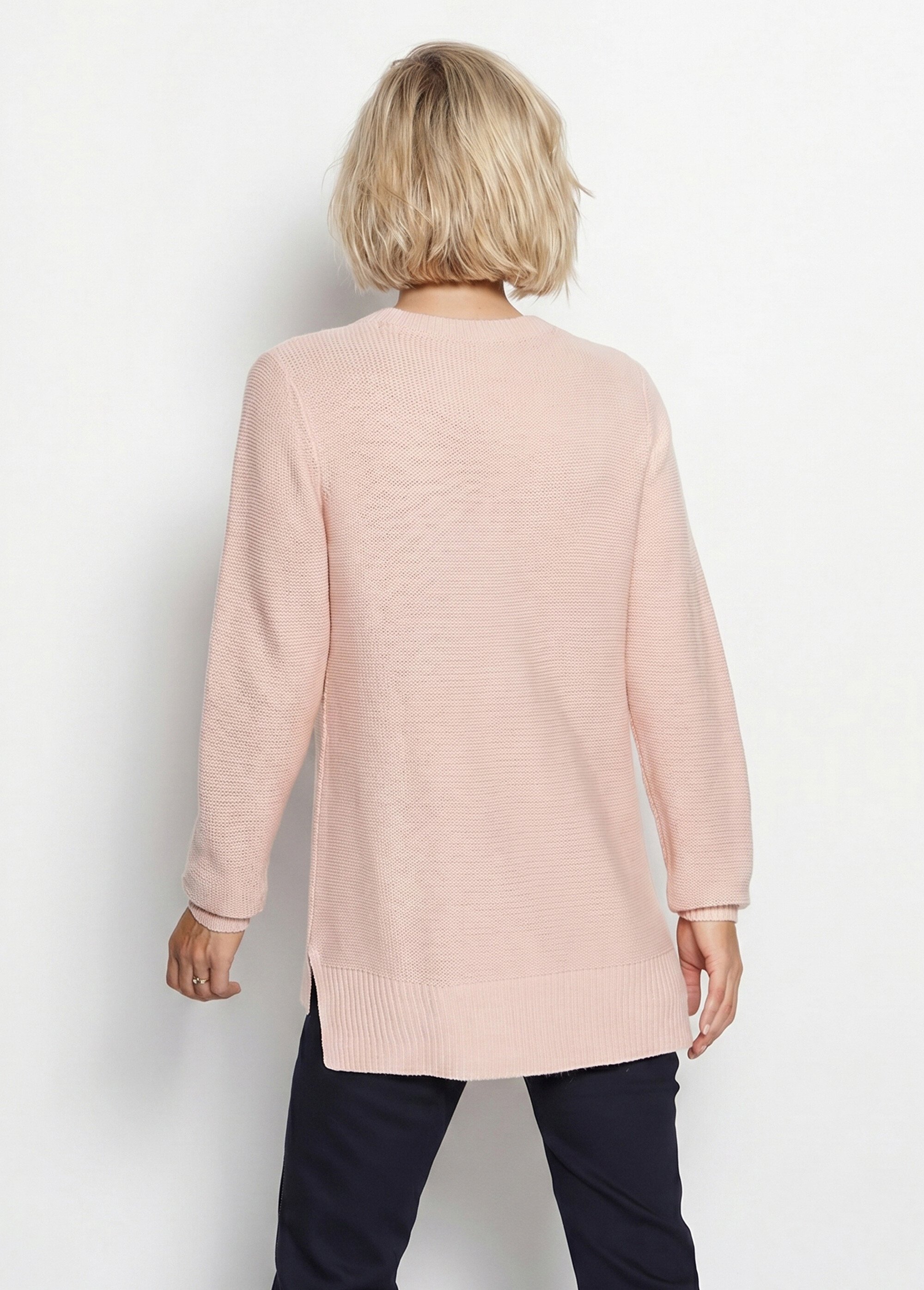 Pull-tunique jersey envers et torsades Femme Rose PALTO DO1