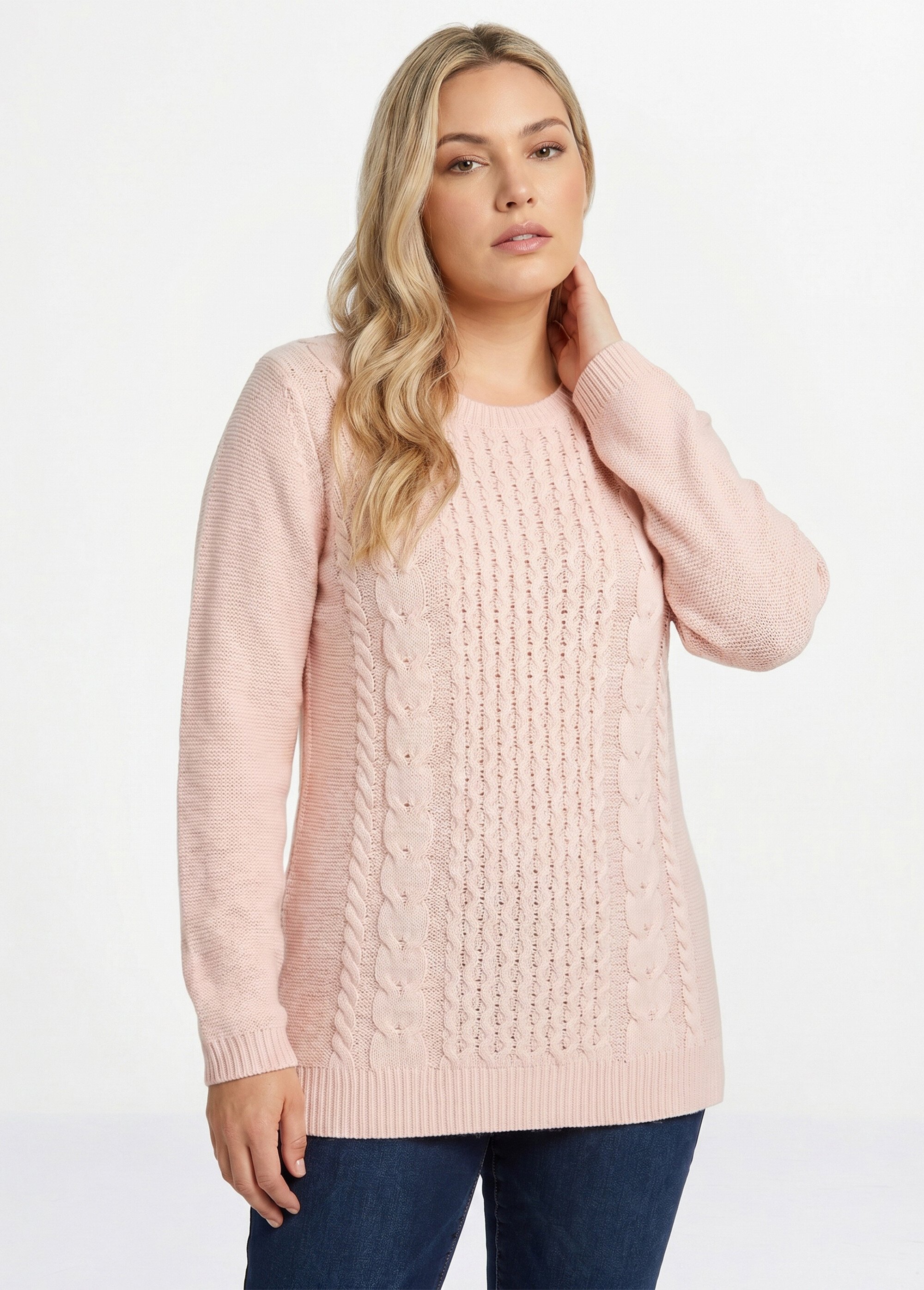 Pull-tunique jersey envers et torsades