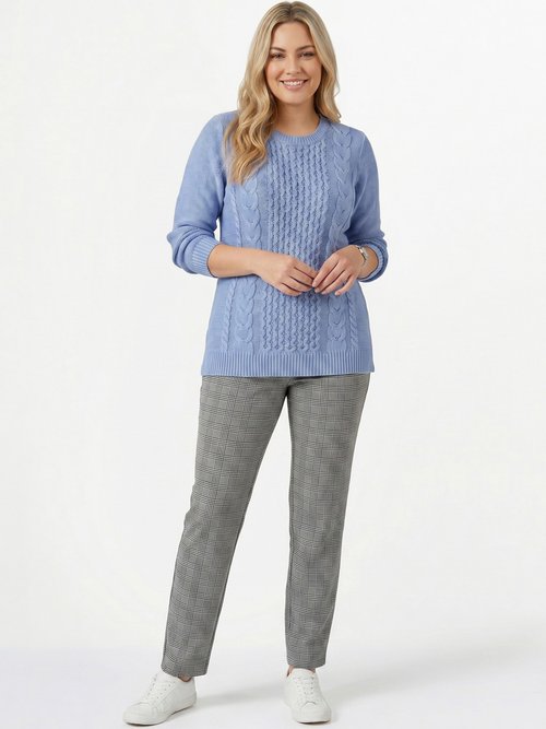 Pull-tunique jersey envers et torsades Femme Grande Taille Bleu PALTO SI1