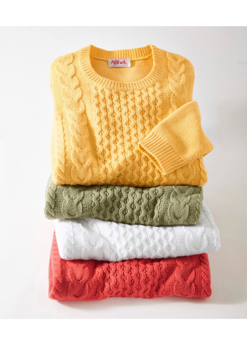 Pull-tunique jersey envers et torsades