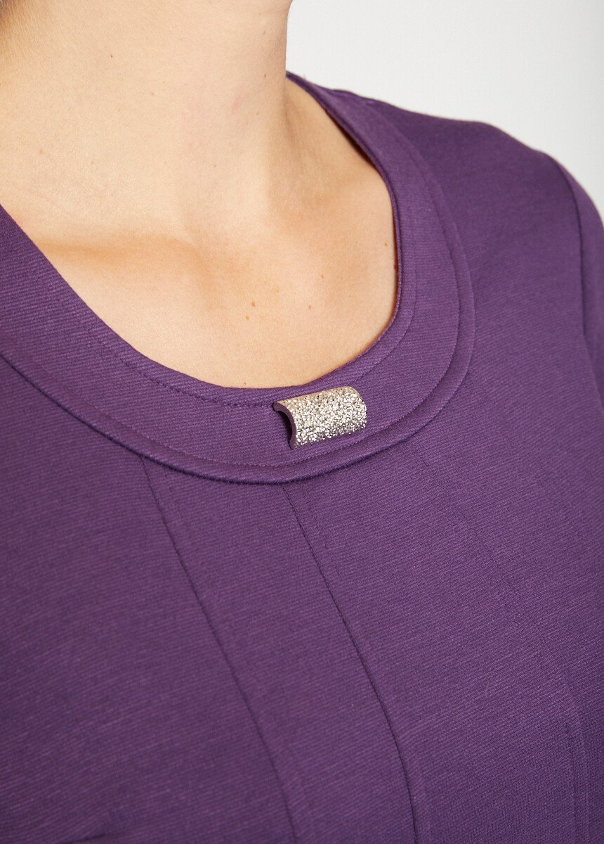 Robe manches 3/4 en maille milano Femme Violet HERANGE DE2