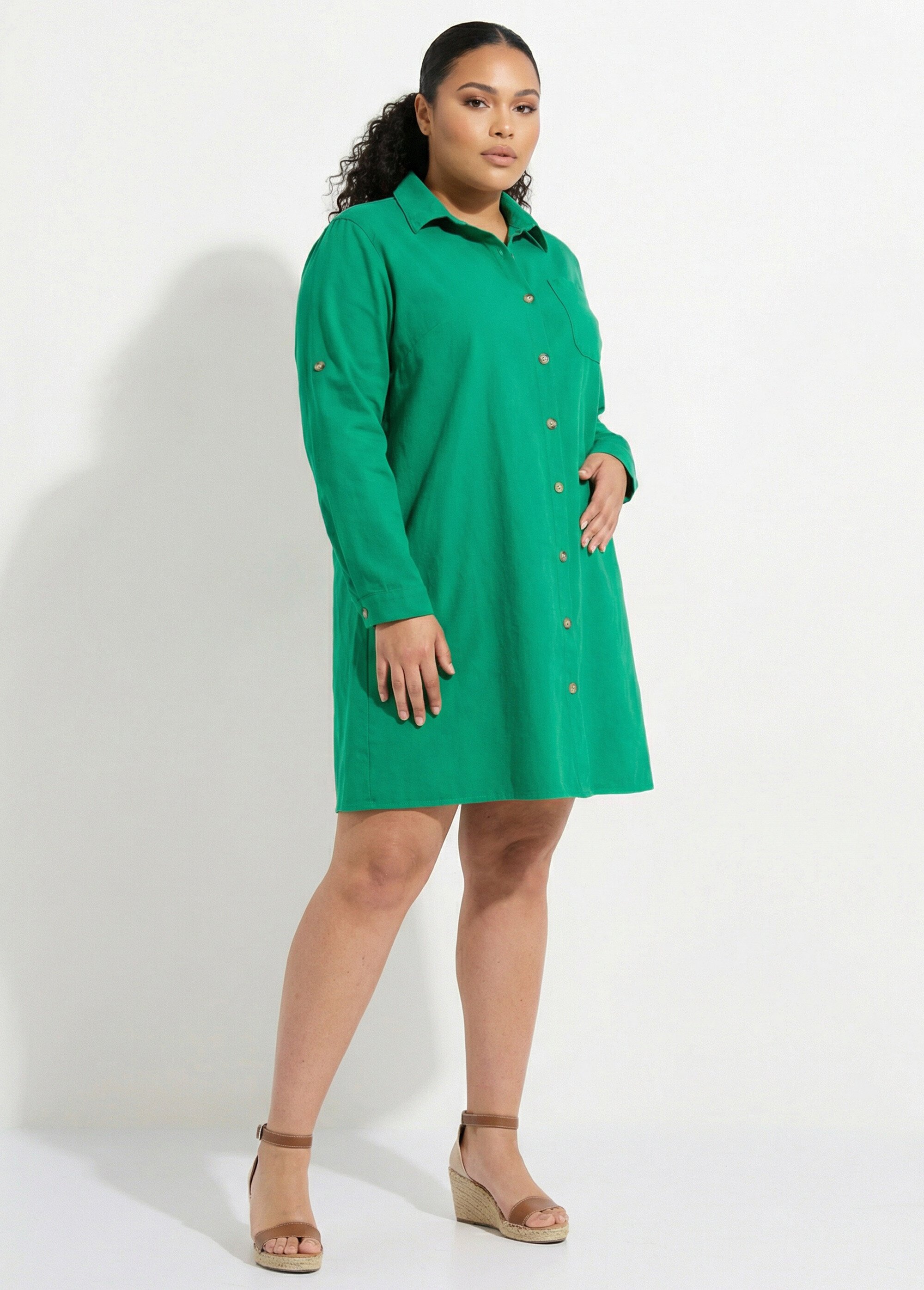 Robe chemisier en twill, manches longues