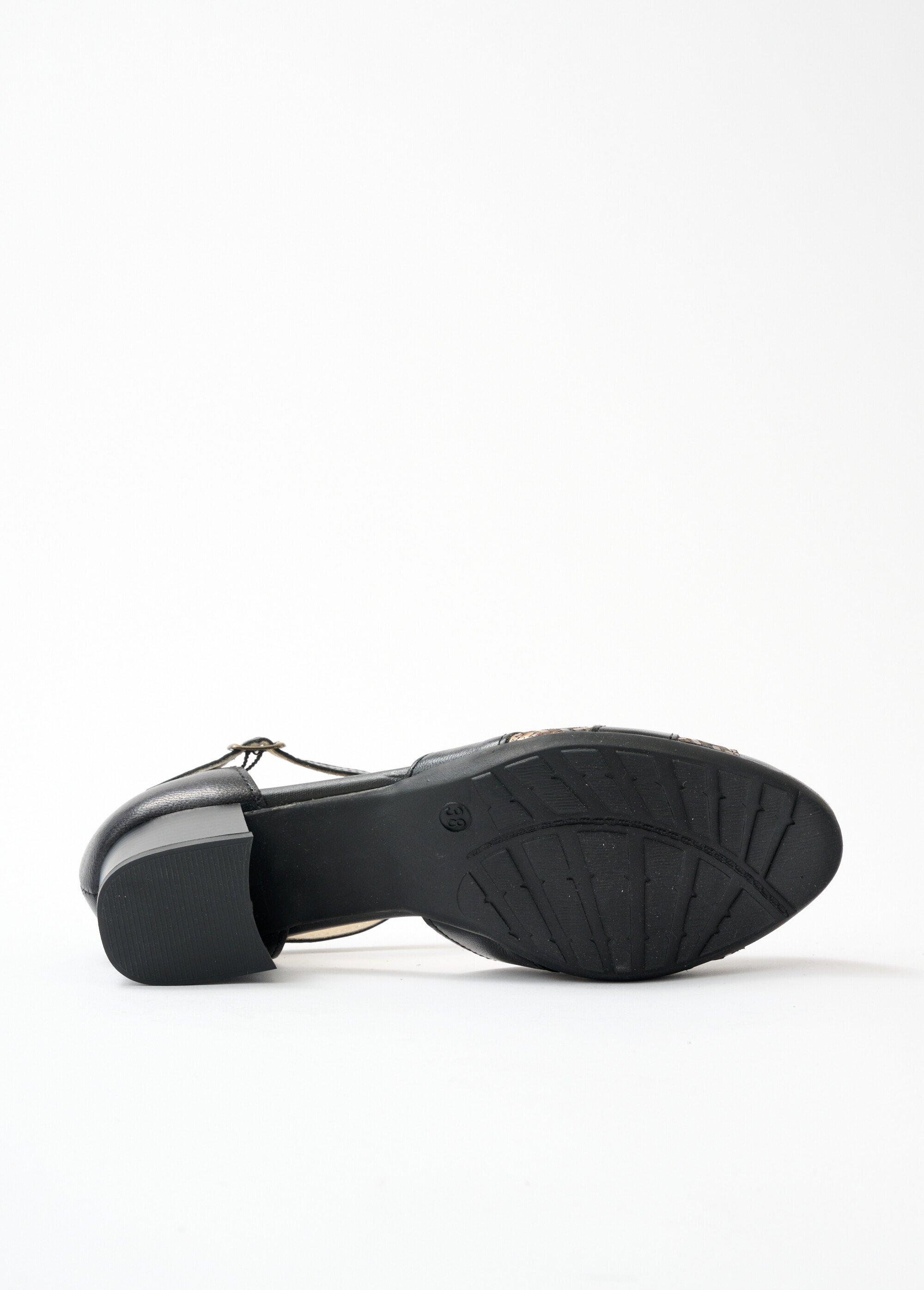 Escarpins bi-matière grande largeur Femme Noir ORPHIE UN1